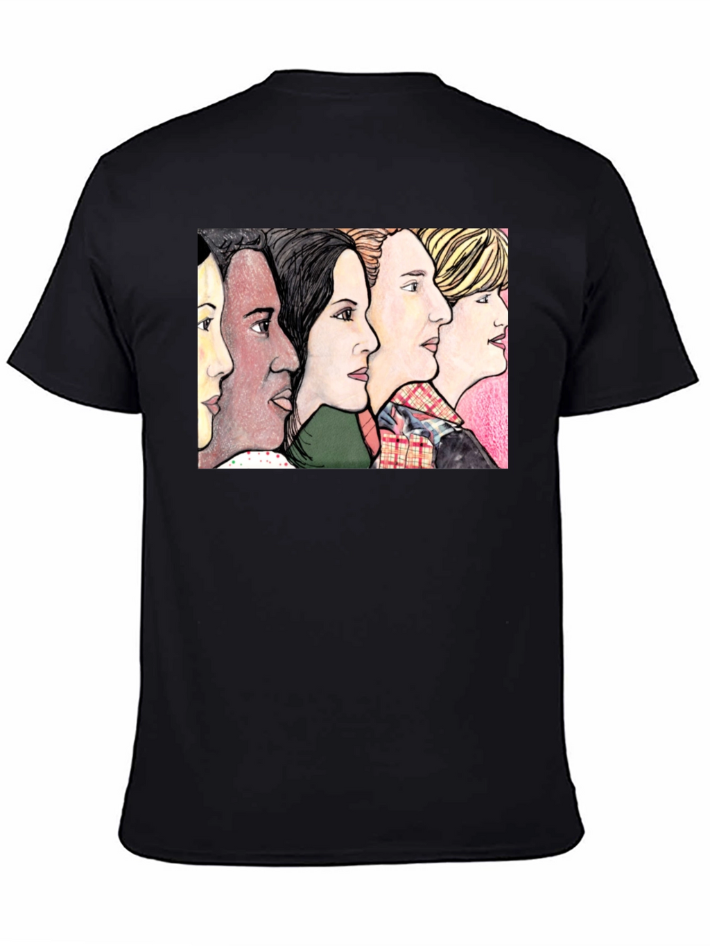 Womens Faces Black T-Shirt
