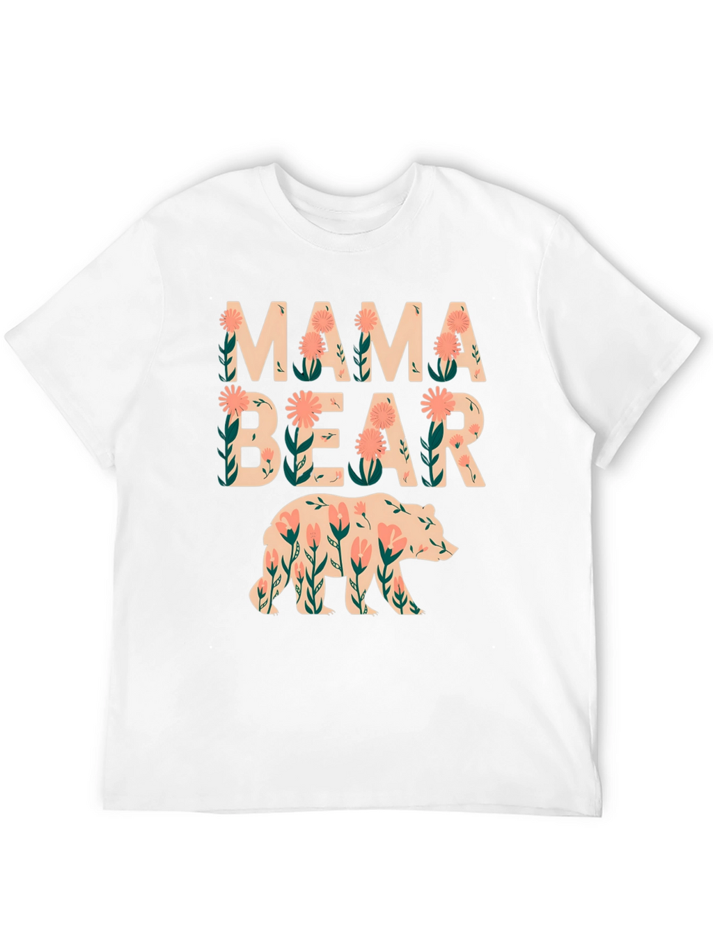 Mama Bear Floral Graphic Tee - Black