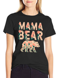 Mama Bear Floral Graphic Tee - Black