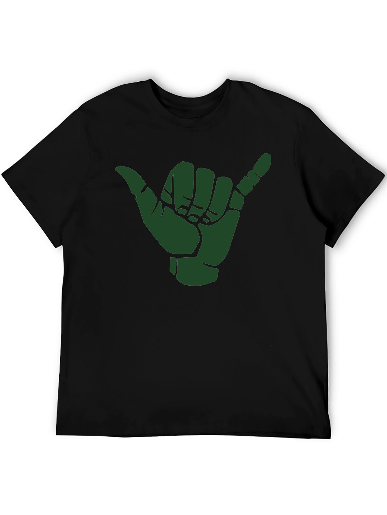 Shaka Hand Sign Graphic Tee - Black Cotton T-Shirt
