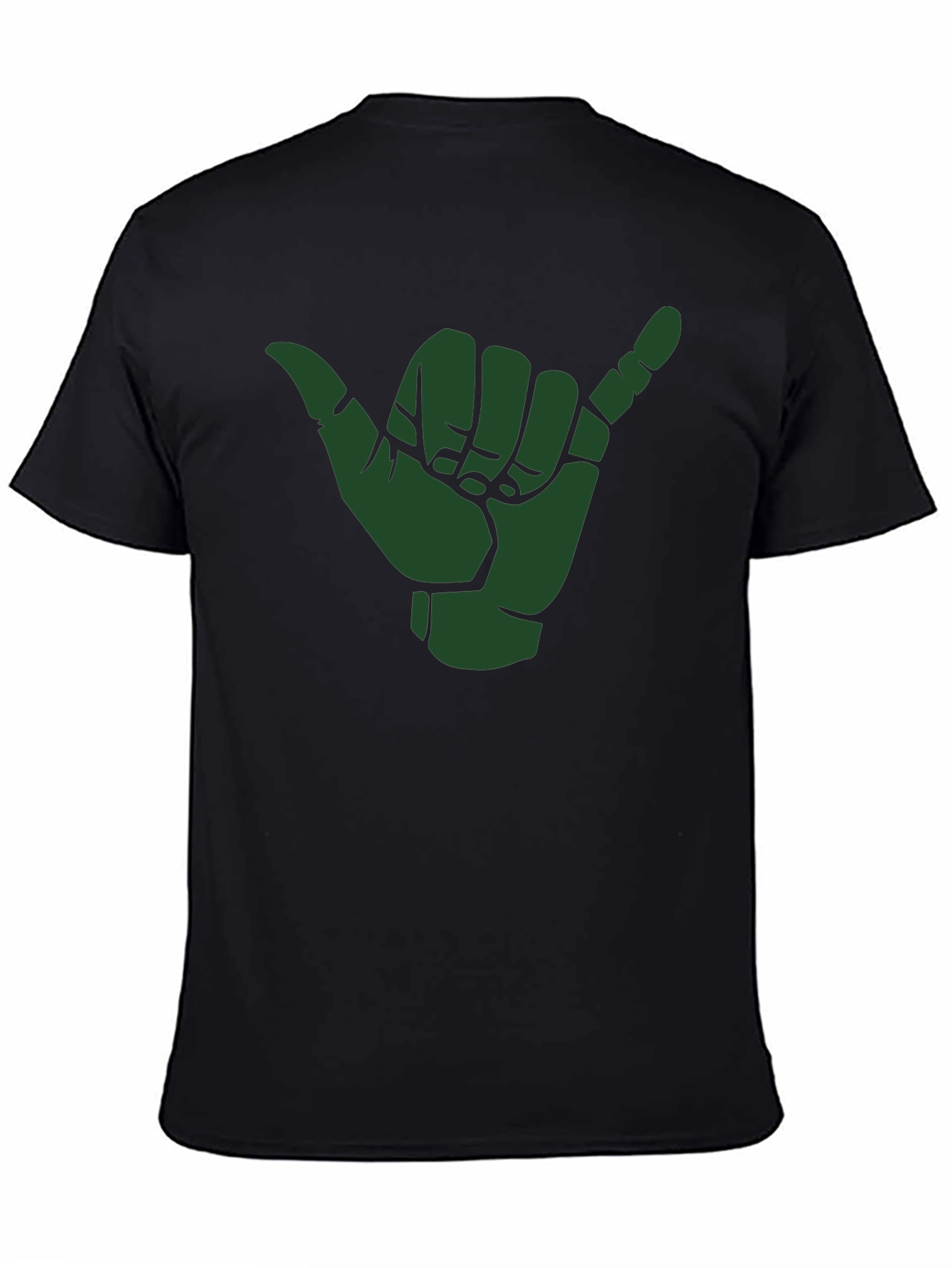 Shaka Hand Sign Graphic Tee - Black Cotton T-Shirt