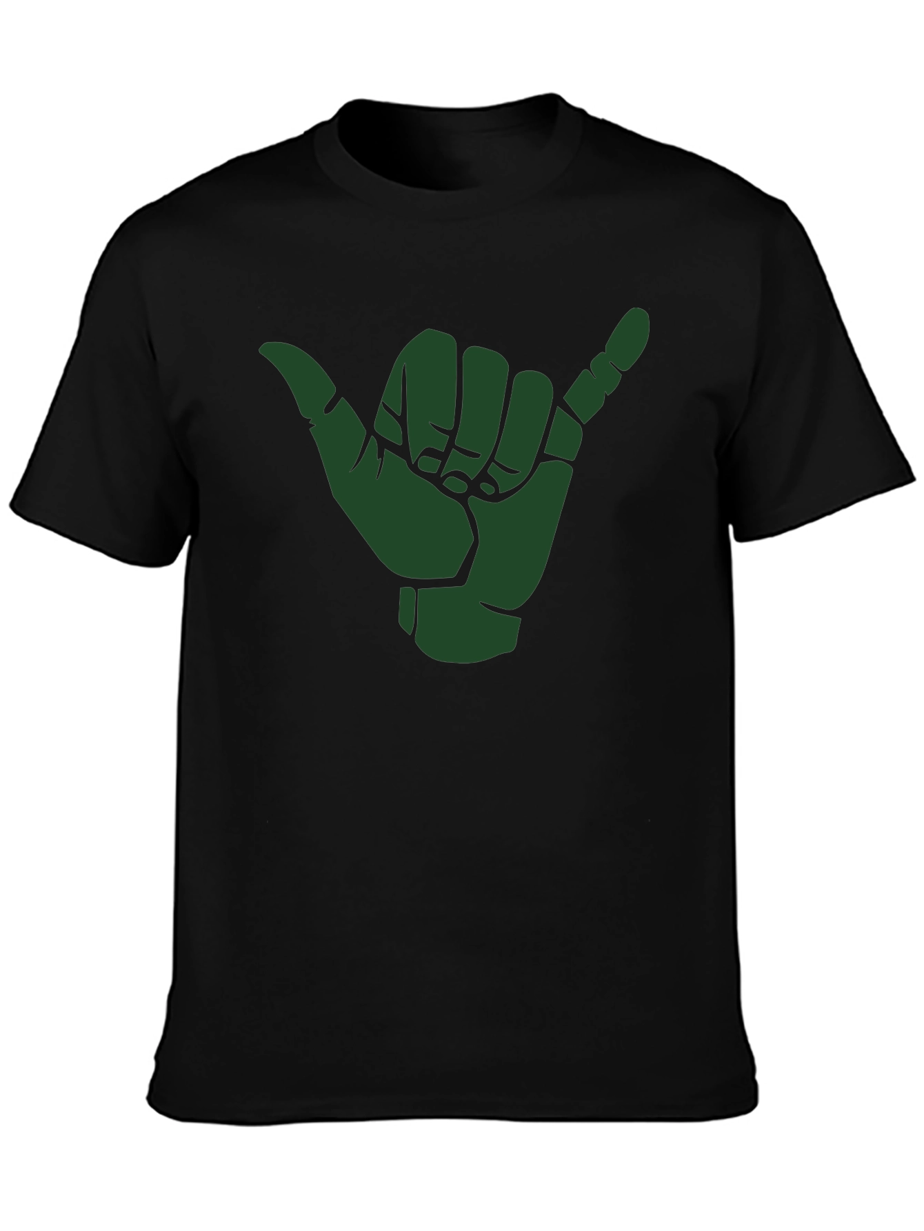 Shaka Hand Sign Graphic Tee - Black Cotton T-Shirt
