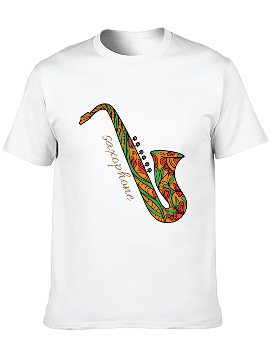 Black Saxophone Floral Graphic Tee