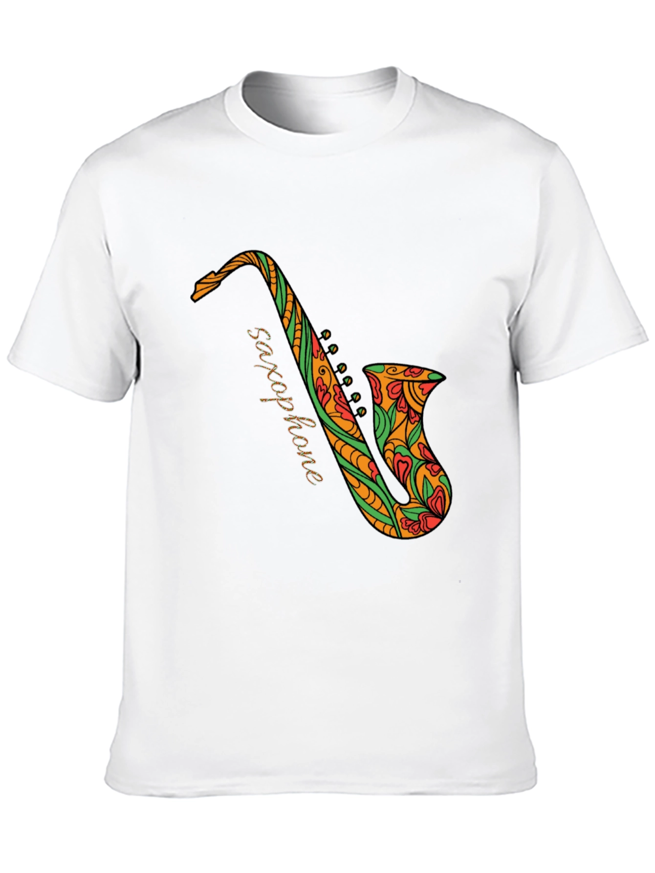 Black Saxophone Floral Graphic Tee