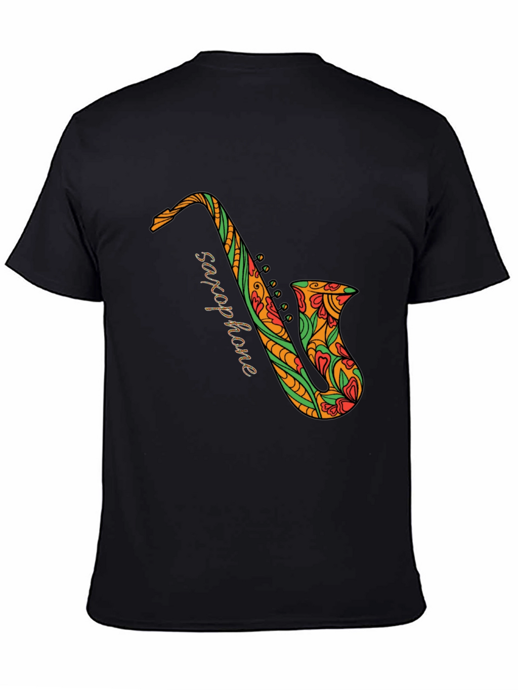 Black Saxophone Floral Graphic Tee