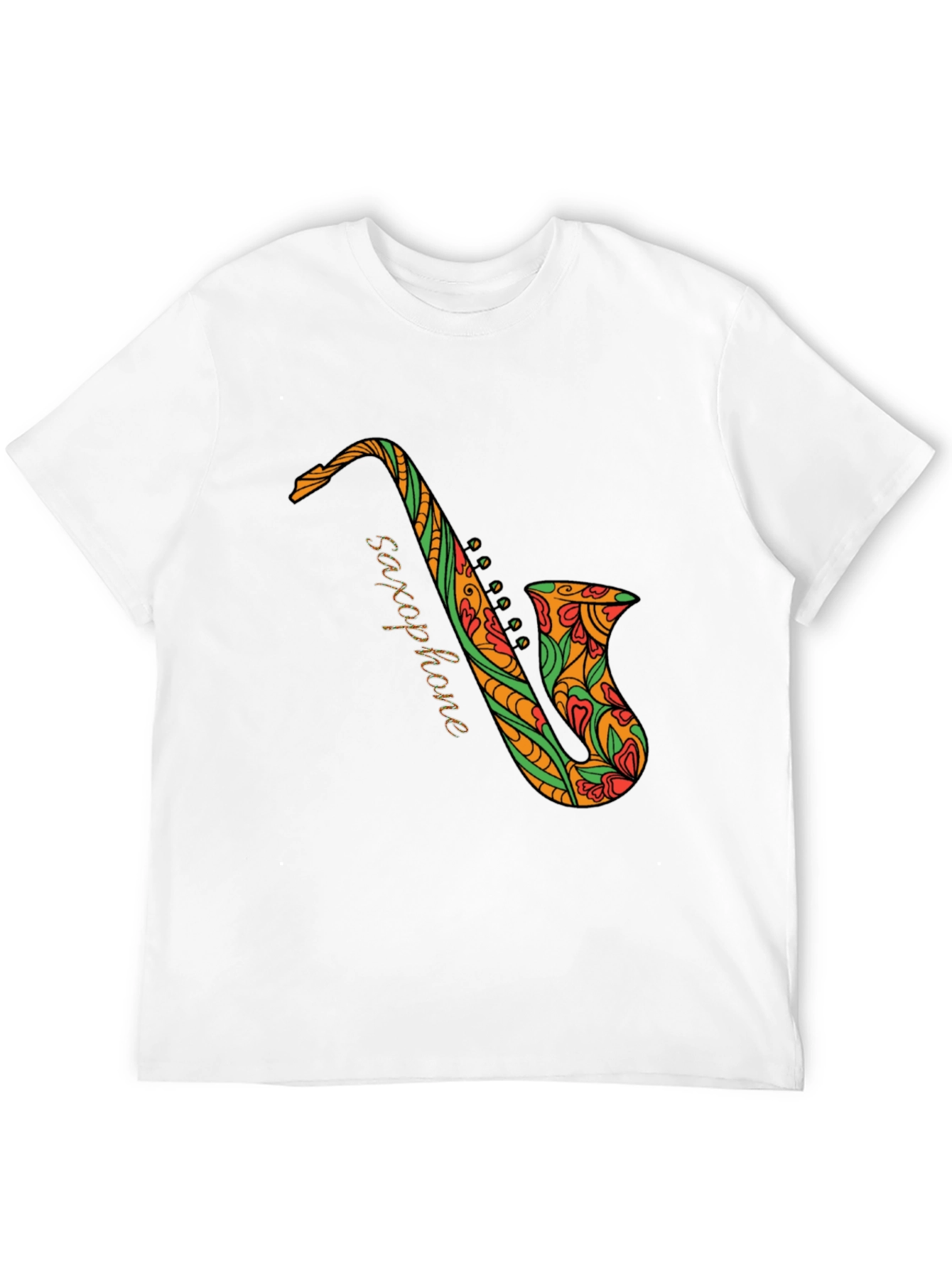Black Saxophone Floral Graphic Tee
