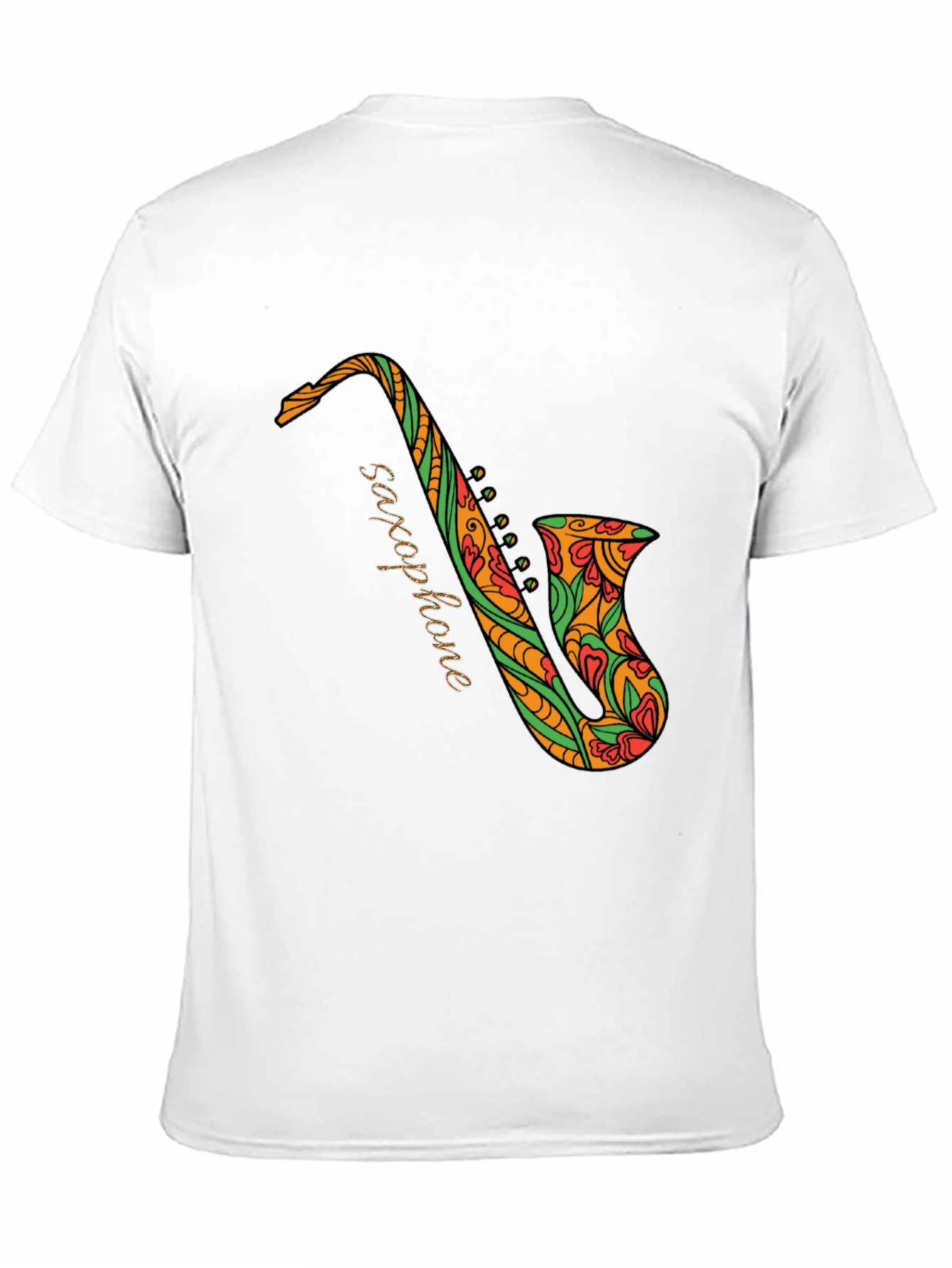 Black Saxophone Floral Graphic Tee