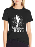 Saxophone Boy Graphic Tee - Music Lovers T-Shirt