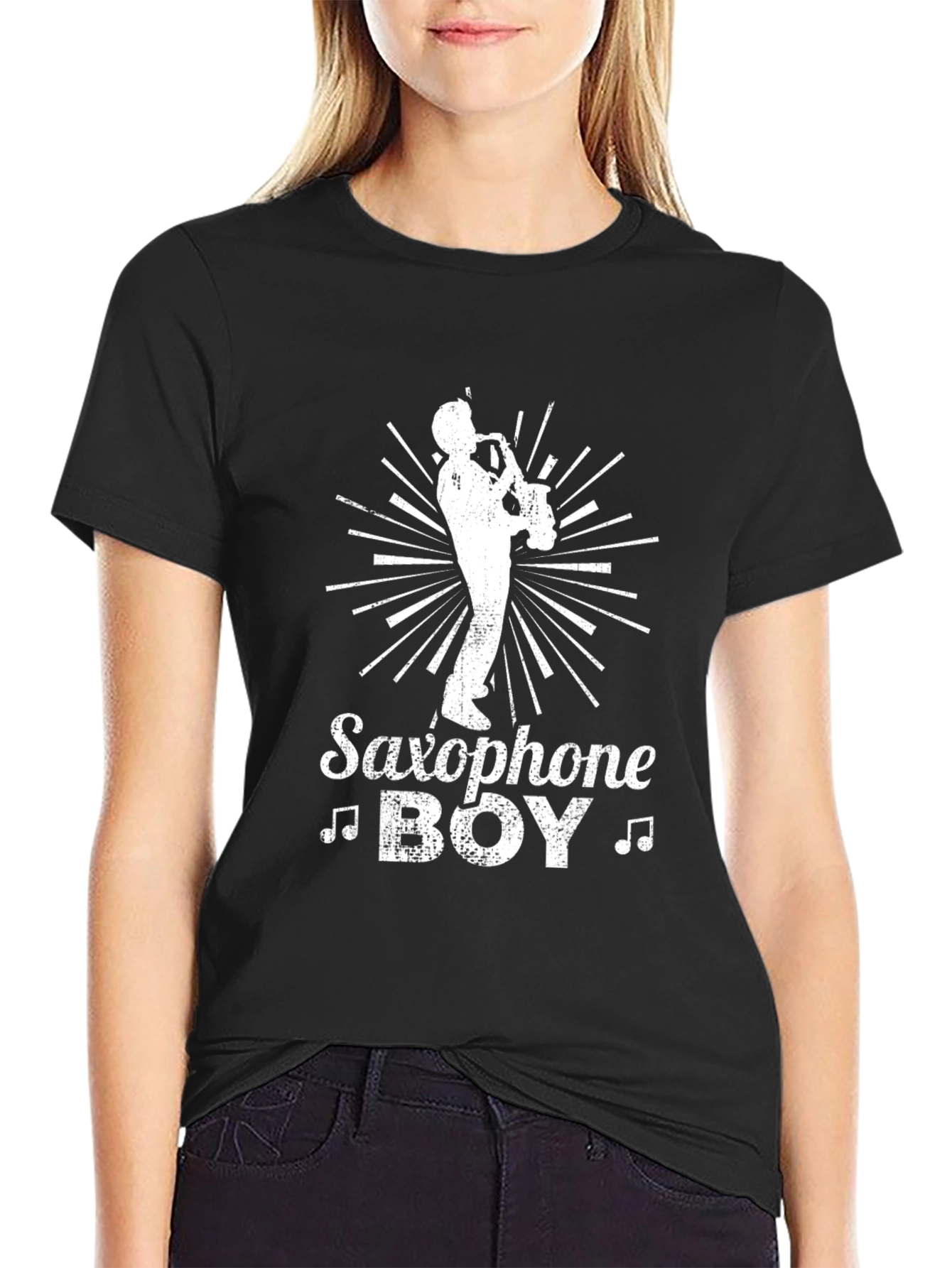 Saxophone Boy Graphic Tee - Music Lovers T-Shirt