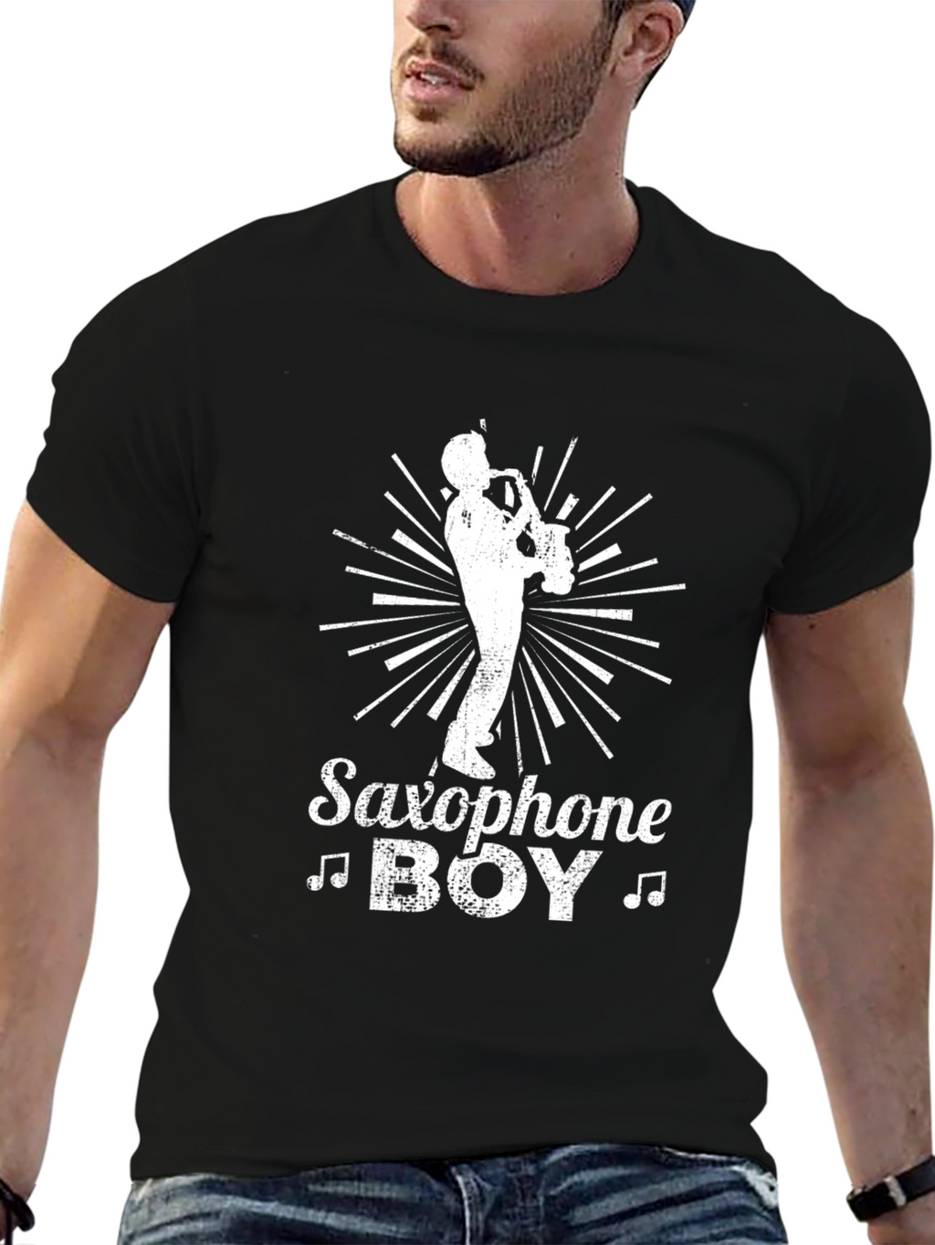 Saxophone Boy Graphic Tee - Music Lovers T-Shirt