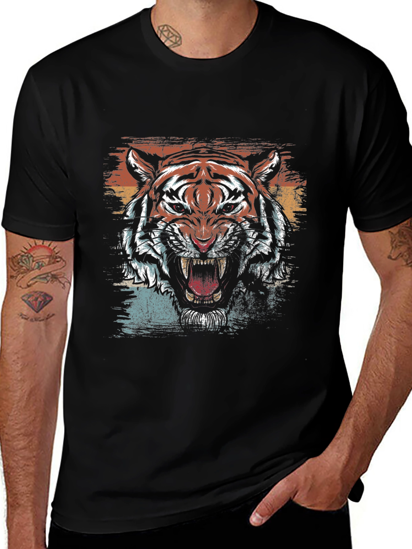 Roaring Tiger Graphic Tee - Mens Black T-Shirt