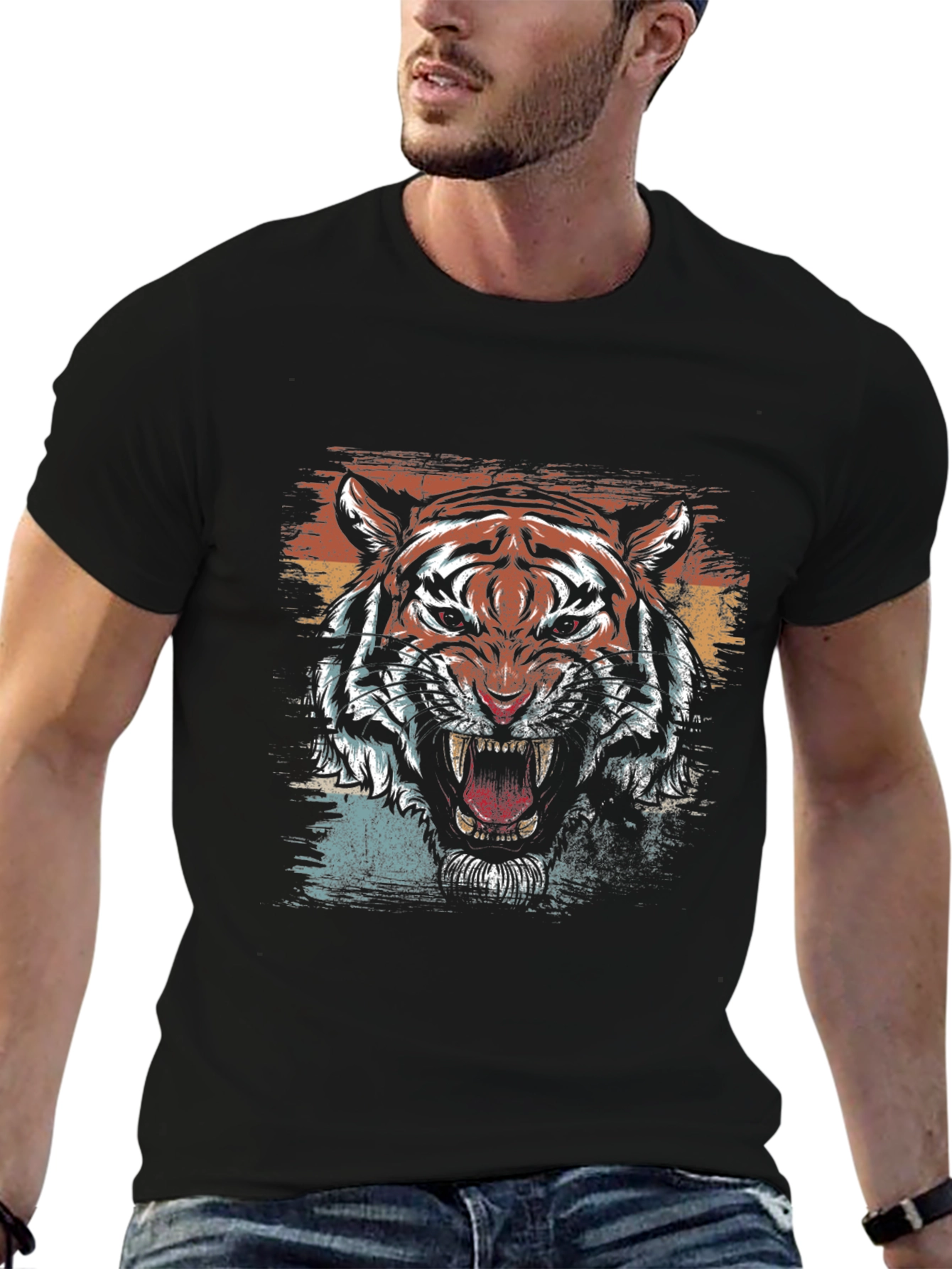 Roaring Tiger Graphic Tee - Mens Black T-Shirt