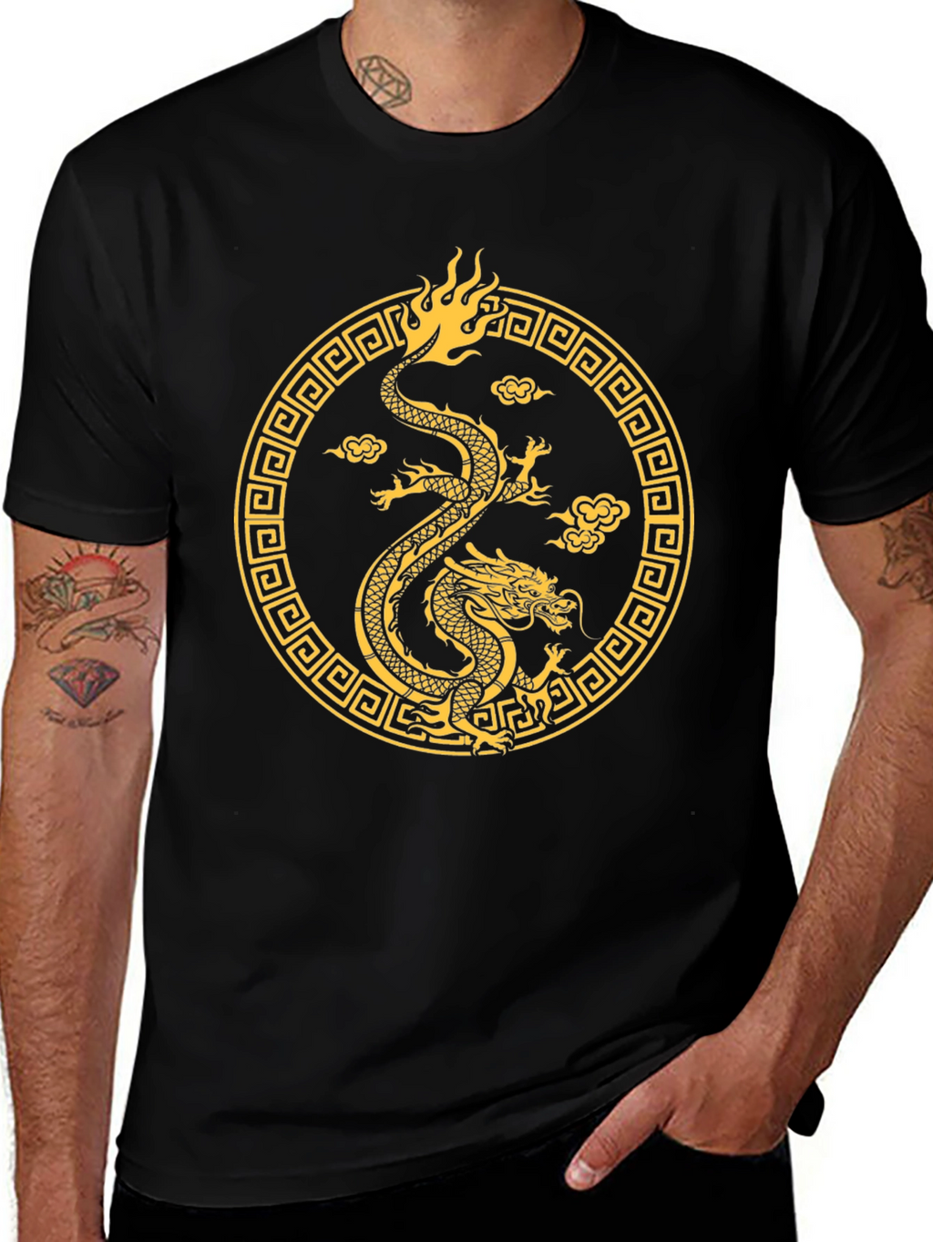 Golden Dragon Graphic Tee - Black