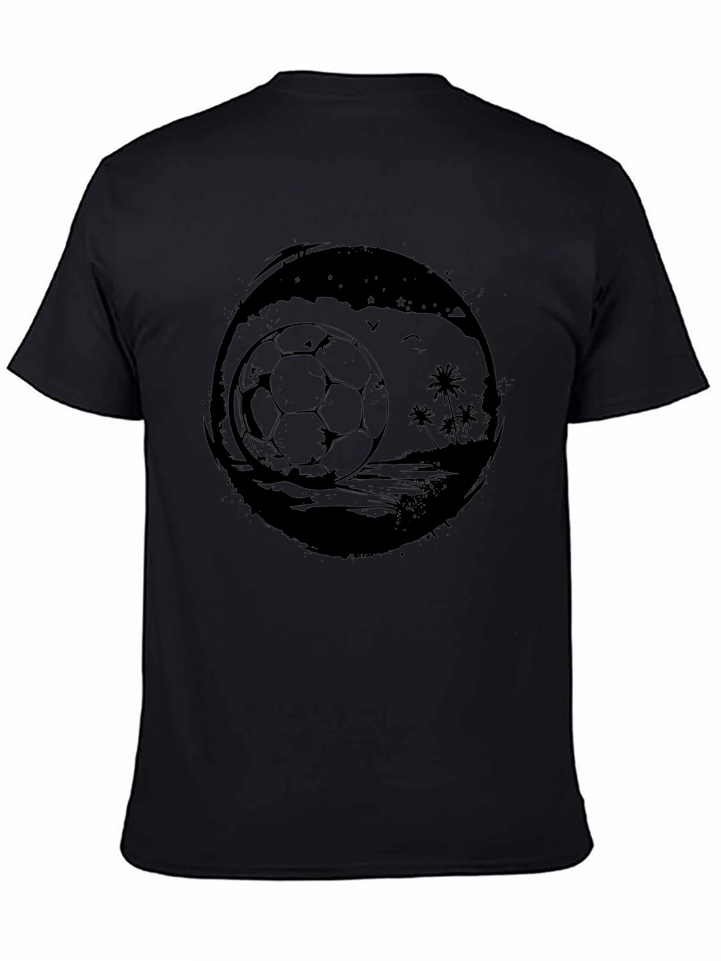 Mens Black Beach Soccer Graphic T-Shirt