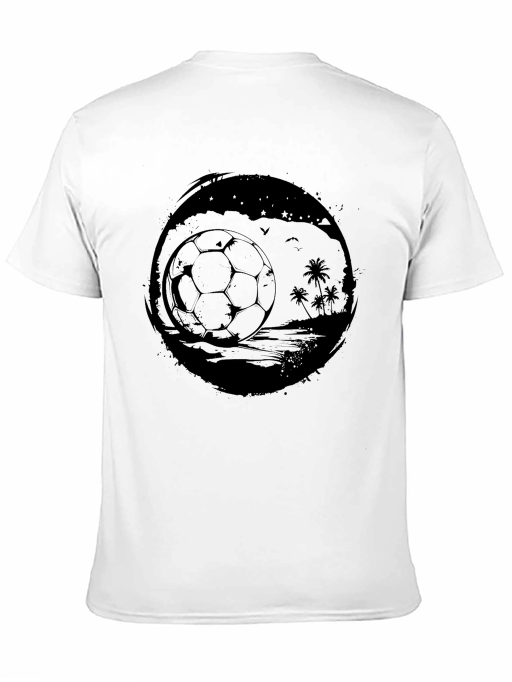 Mens Black Beach Soccer Graphic T-Shirt