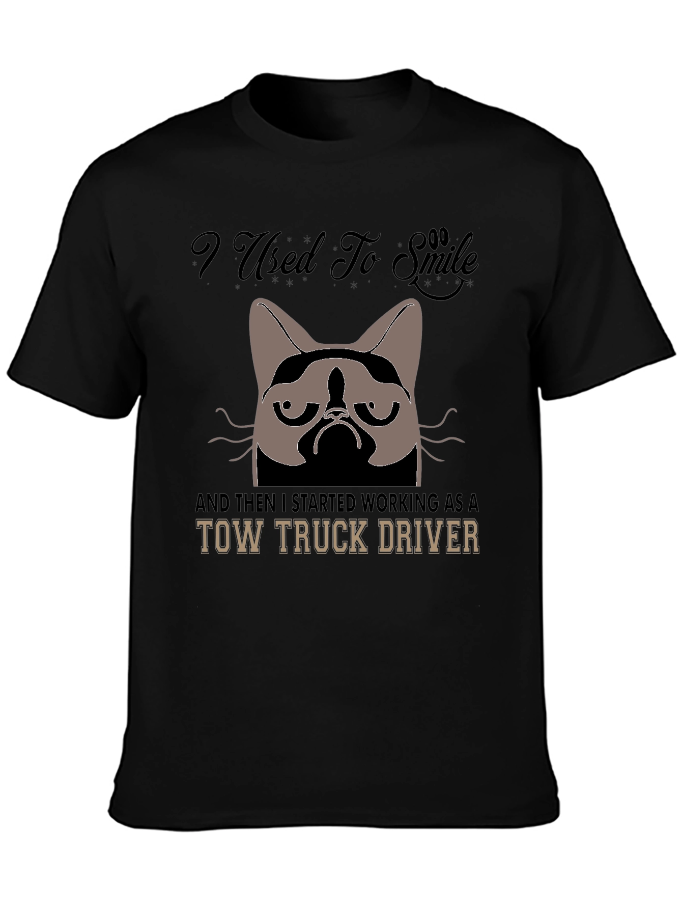 Grumpy Cat Tow Truck Driver Graphic Tee - Black