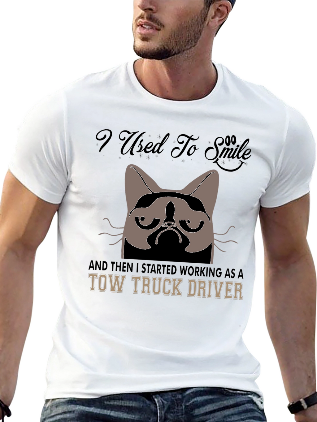 Grumpy Cat Tow Truck Driver Graphic Tee - Black