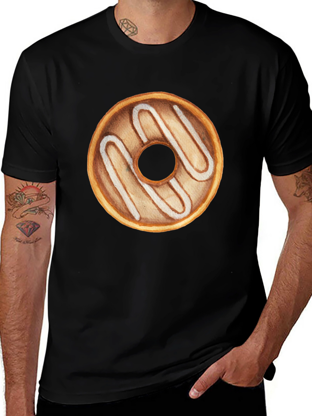Donut Graphic Tee - Black Casual T-Shirt