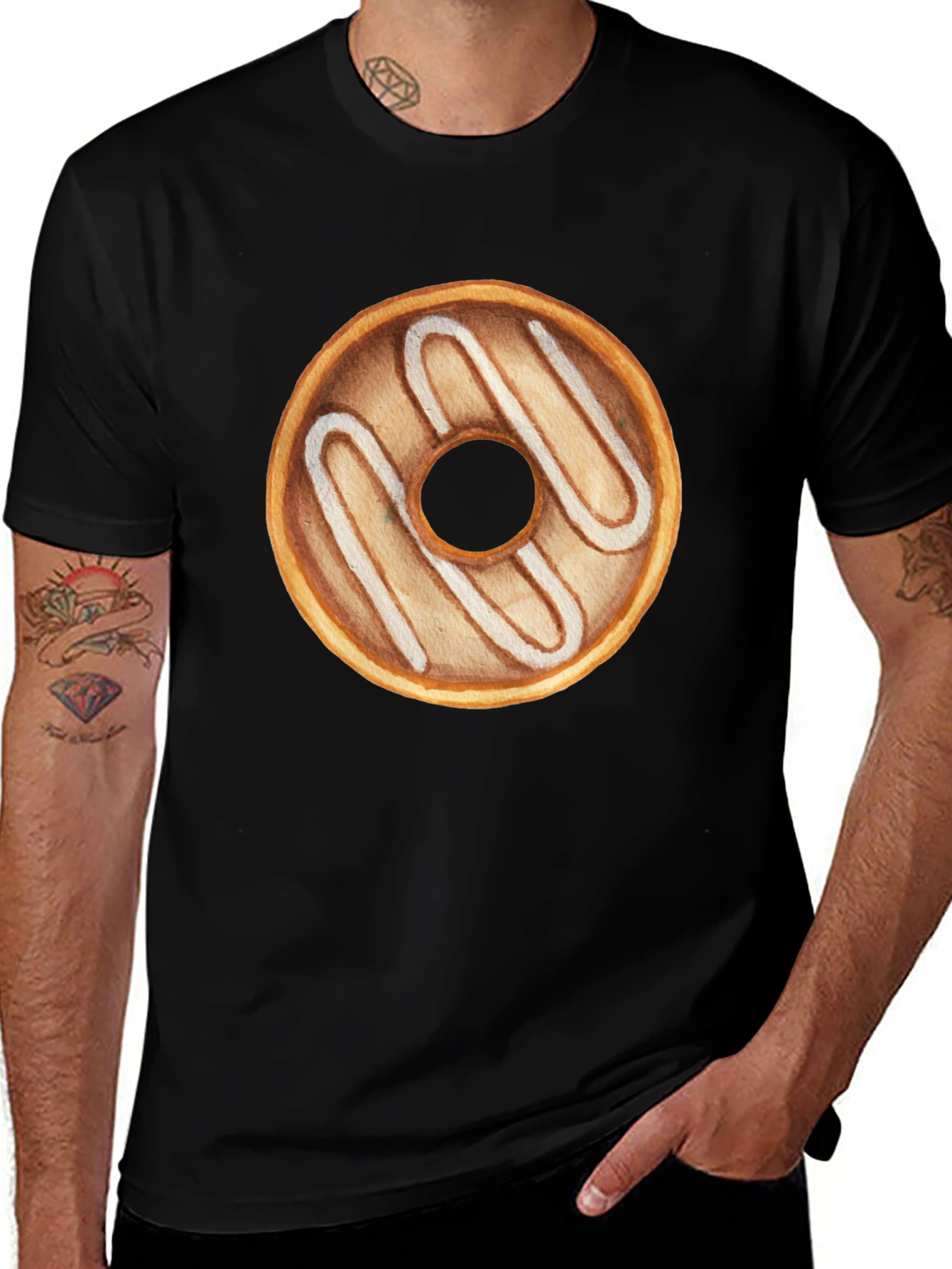 Donut Graphic Tee - Black Casual T-Shirt