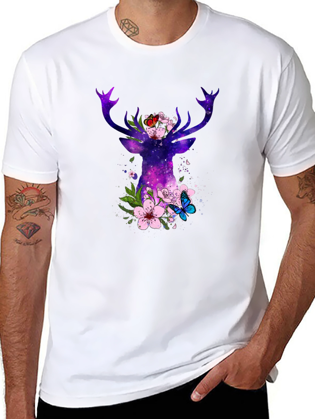 Galaxy Deer Floral T-Shirt