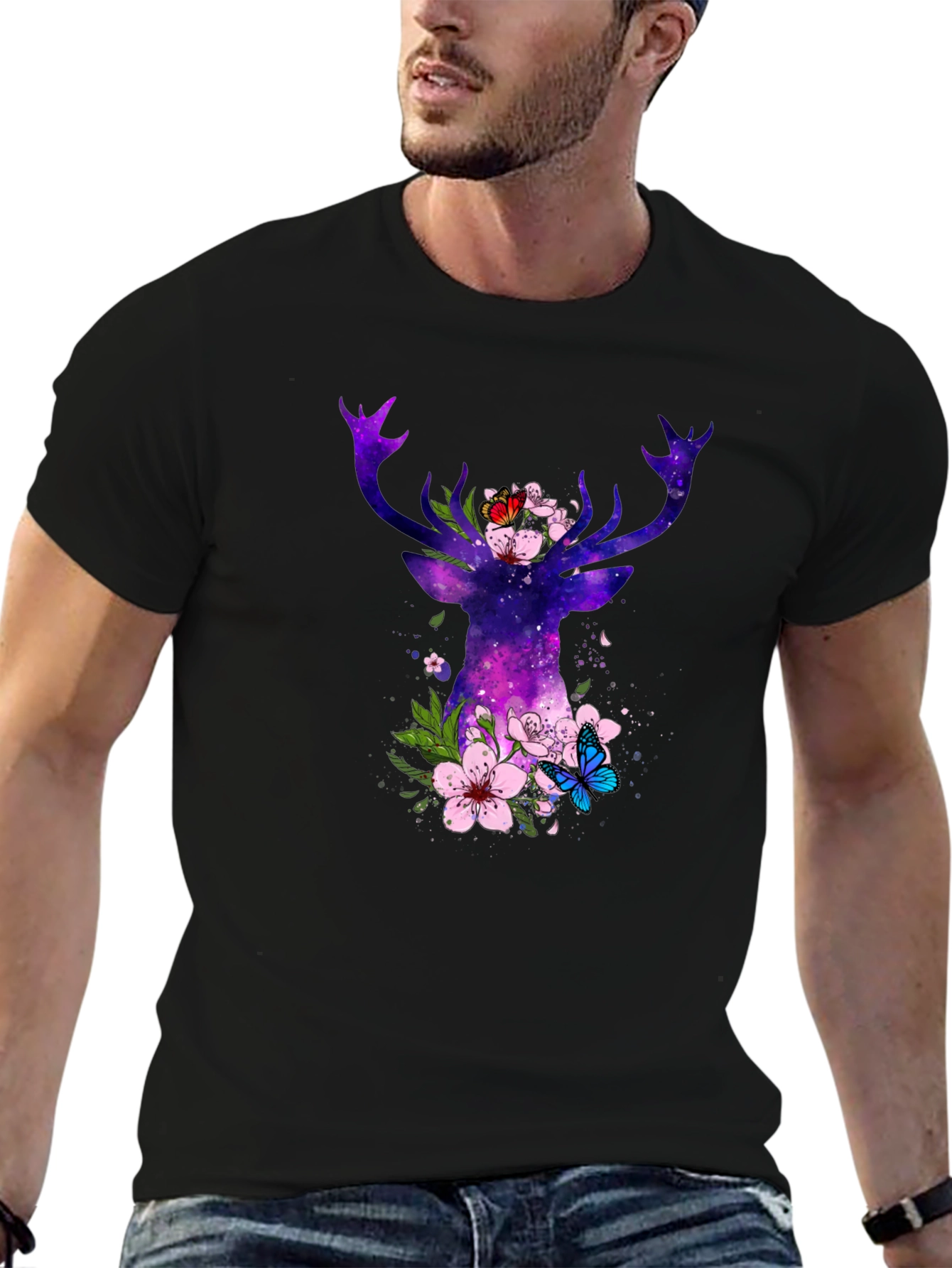 Galaxy Deer Floral T-Shirt