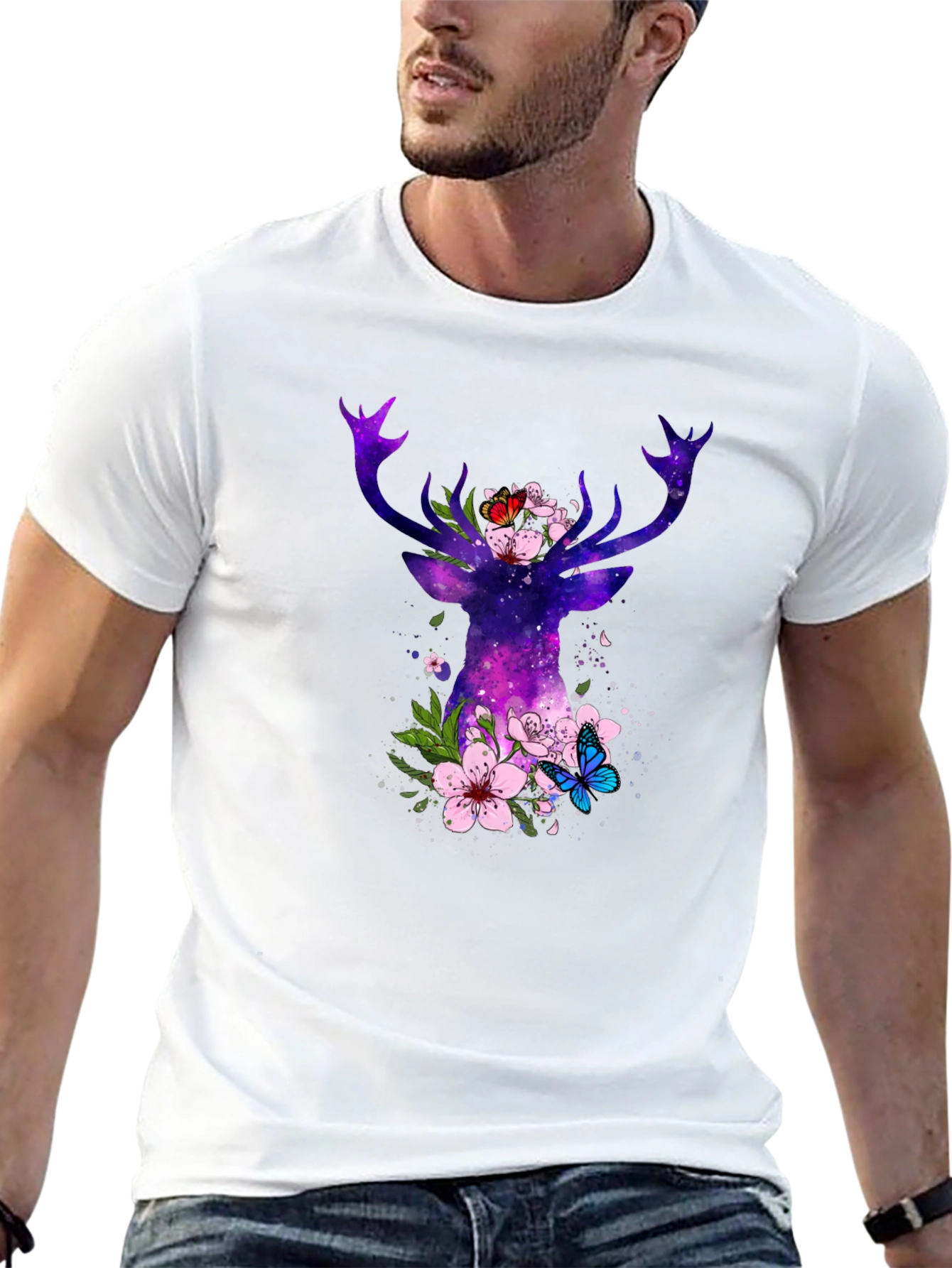 Galaxy Deer Floral T-Shirt