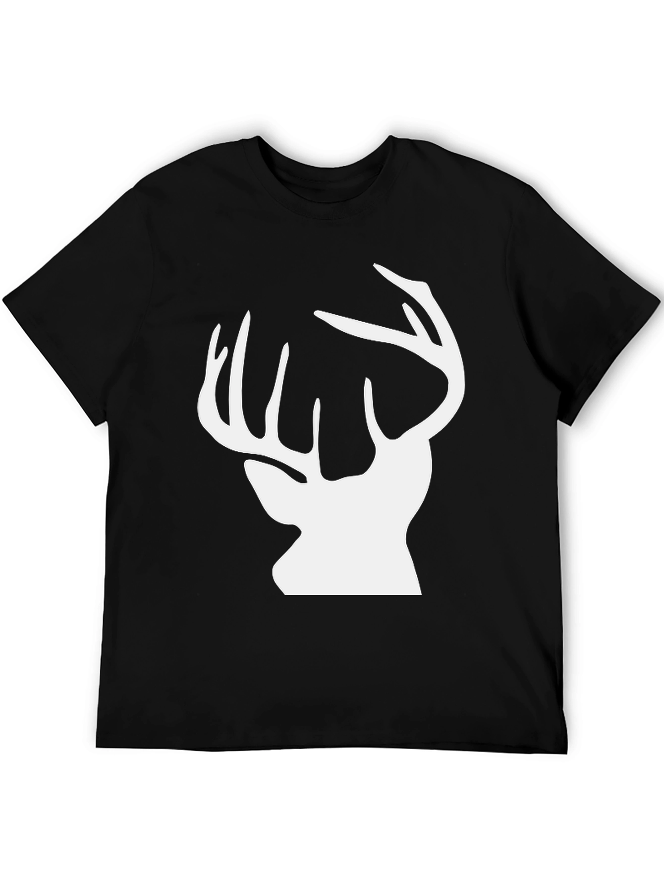 Deer Silhouette Graphic Tee - Black Cotton Blend