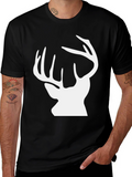 Deer Silhouette Graphic Tee - Black Cotton Blend