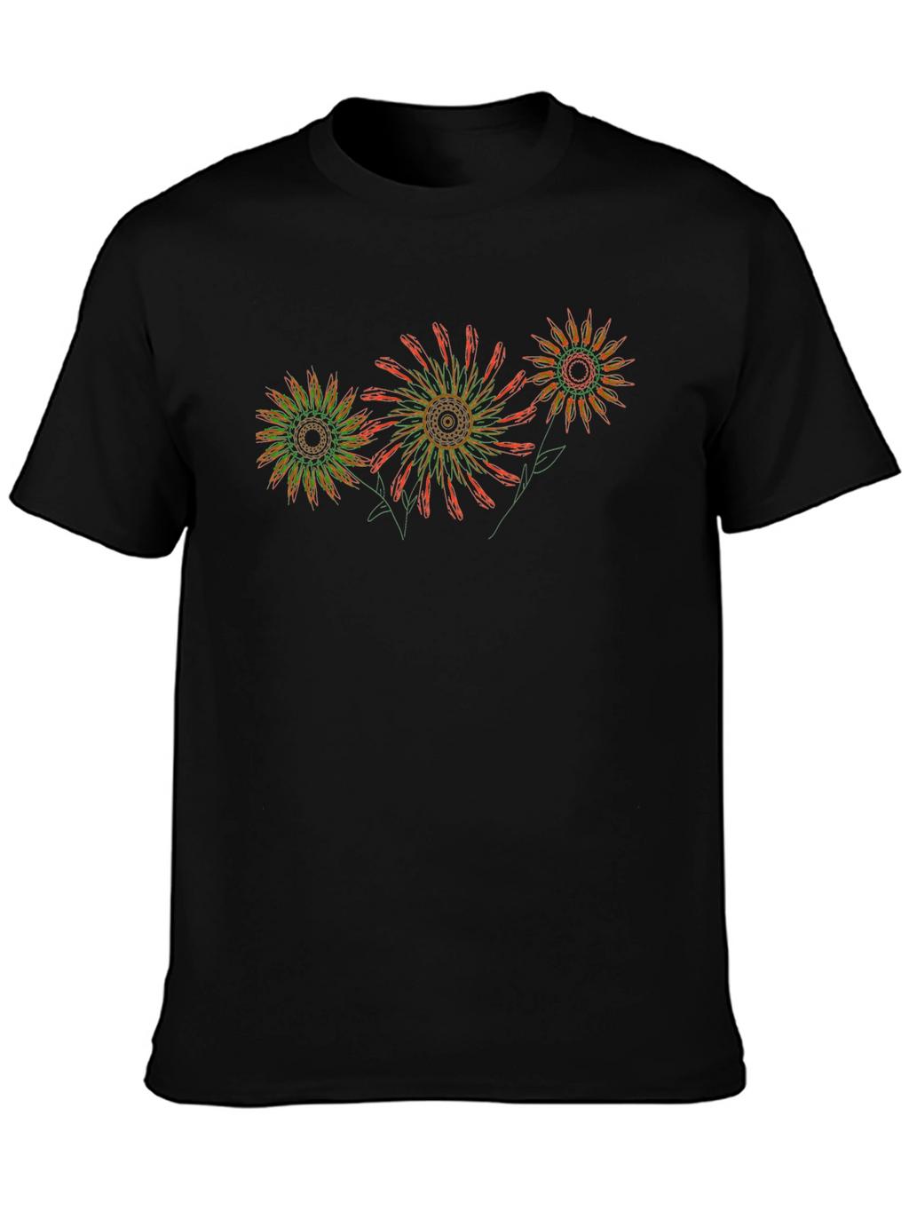 Abstract Floral Black T-Shirt