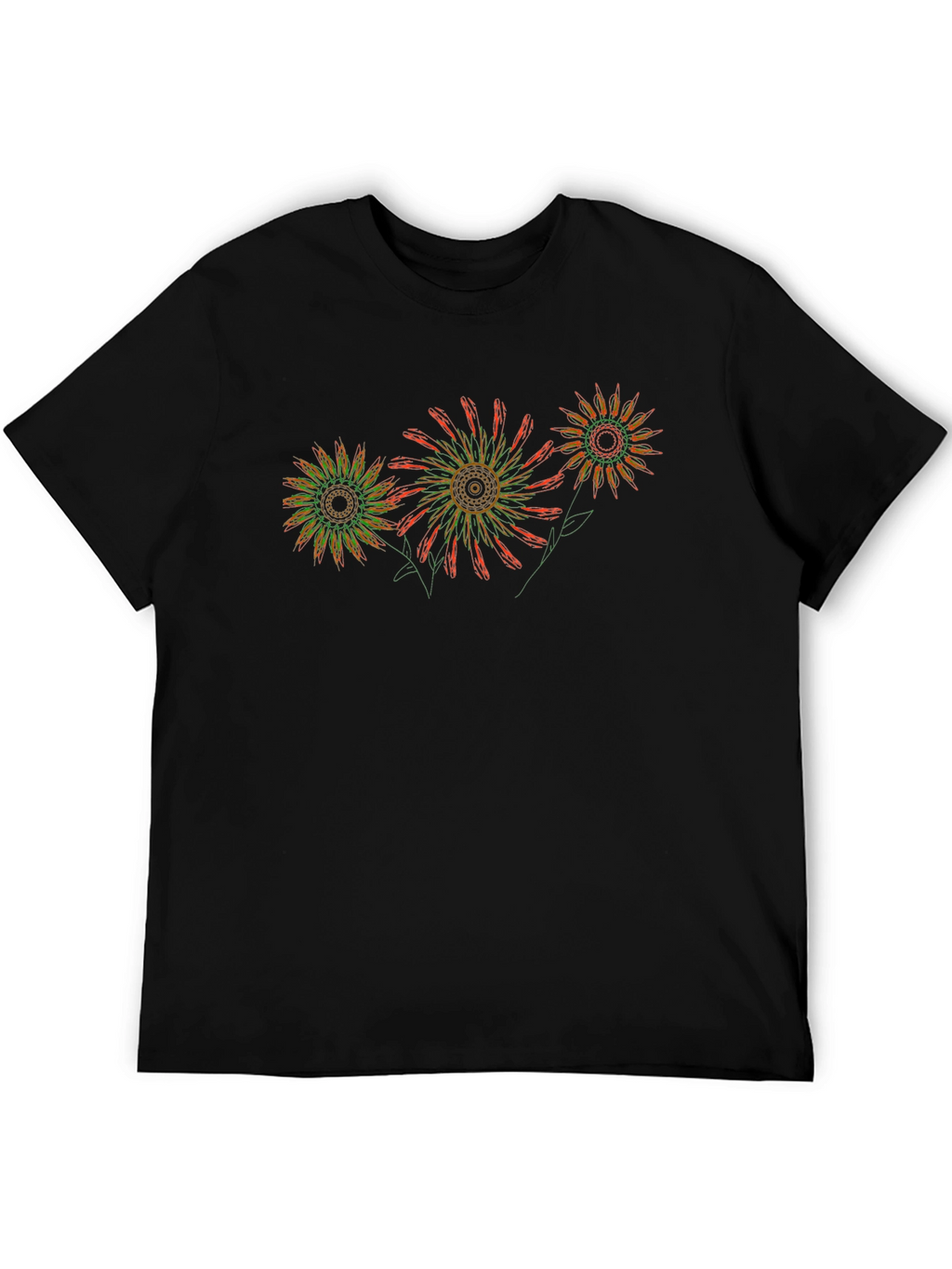 Abstract Floral Black T-Shirt