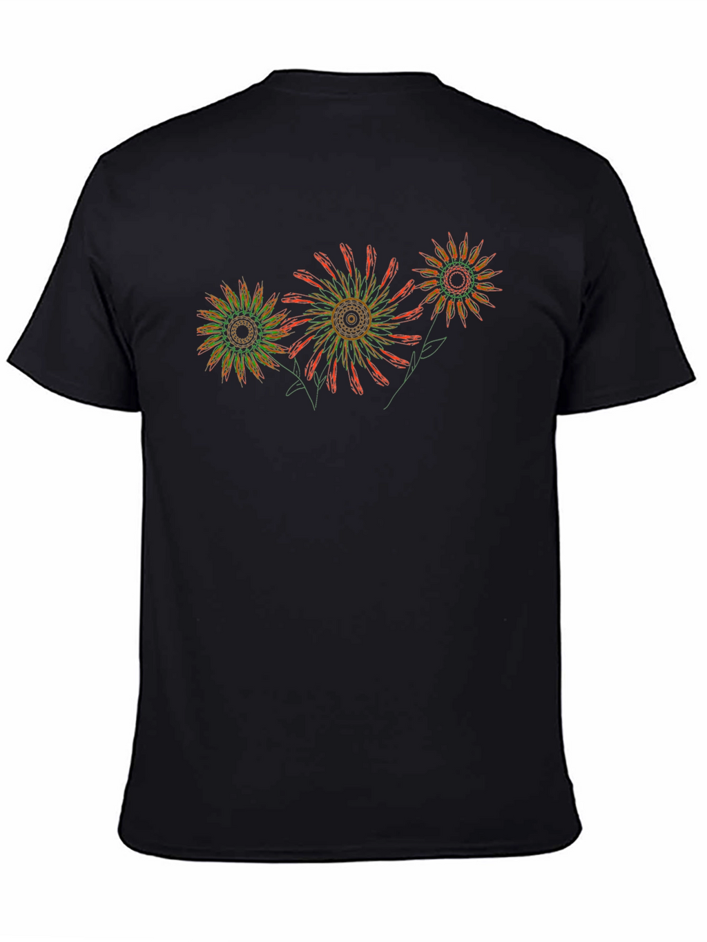Abstract Floral Black T-Shirt