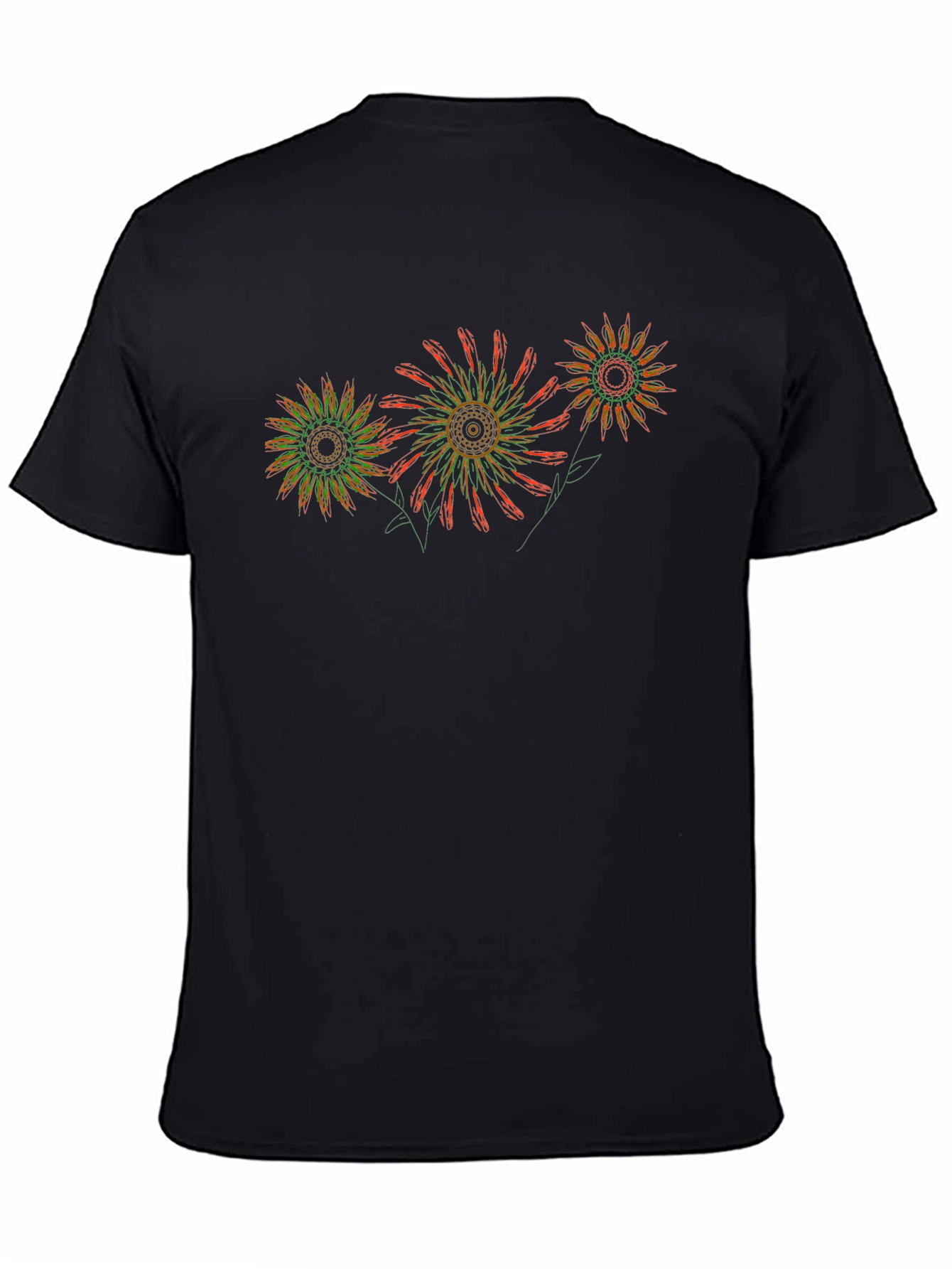 Abstract Floral Black T-Shirt