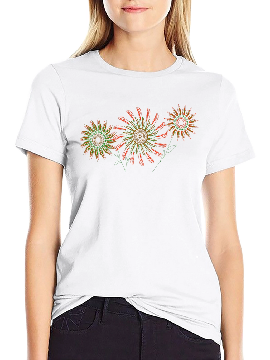 Abstract Floral Black T-Shirt