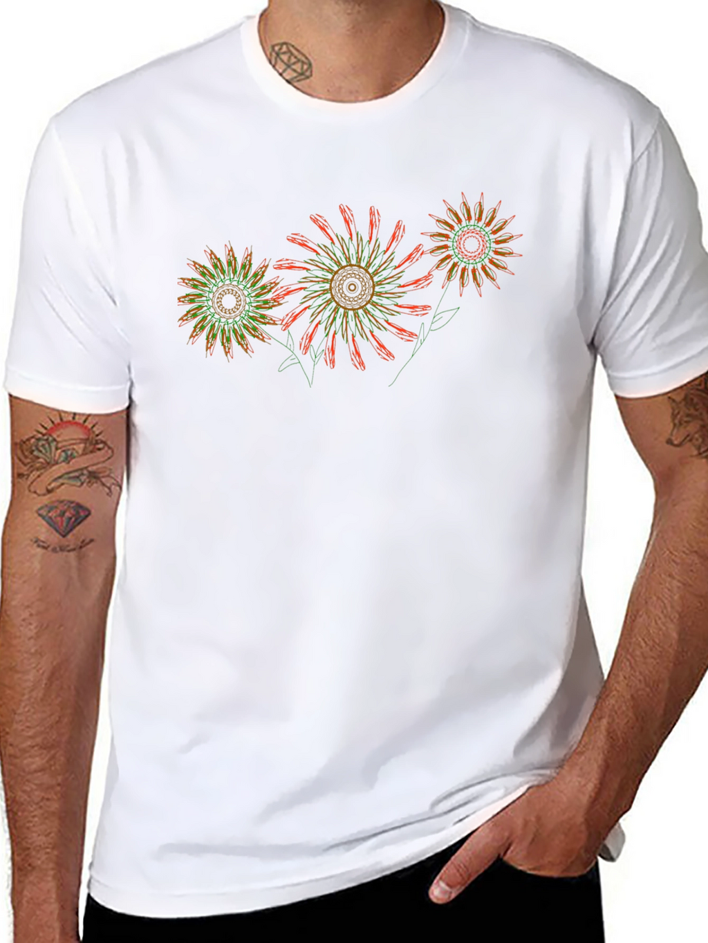 Abstract Floral Black T-Shirt