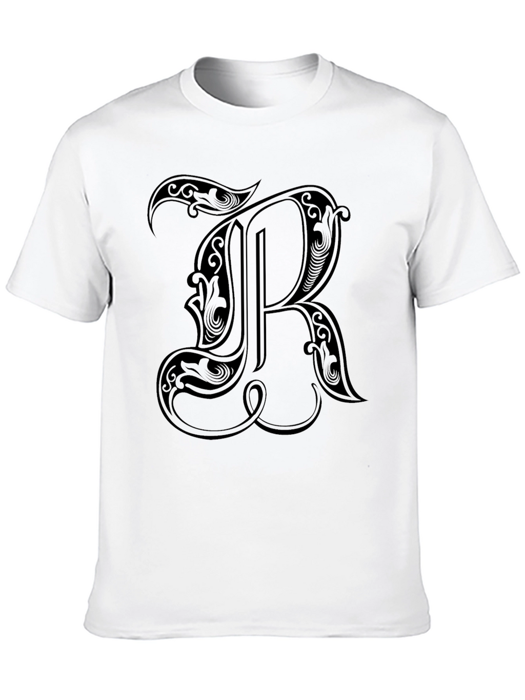 Black T-Shirt with Ornate Letter R