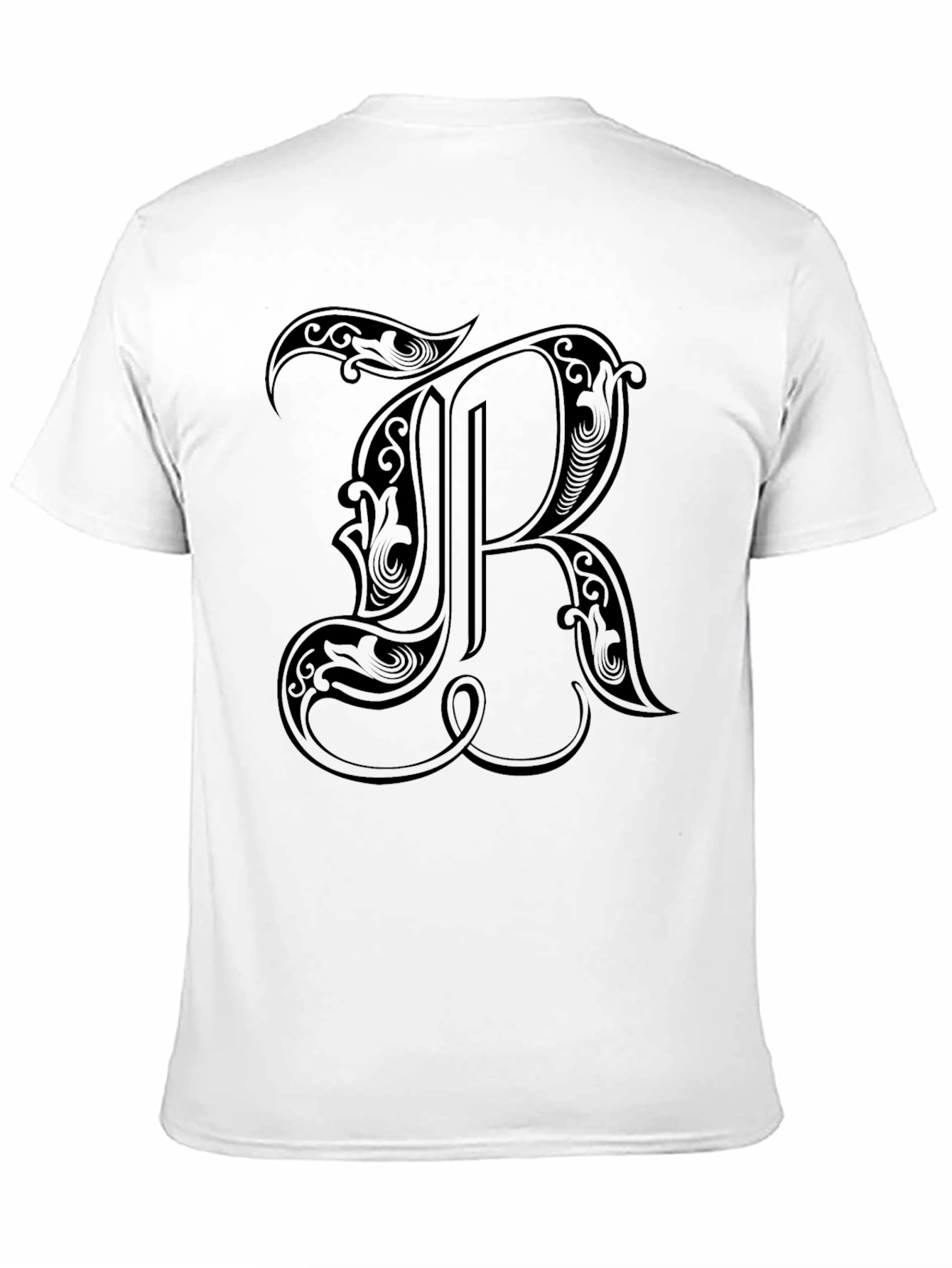 Black T-Shirt with Ornate Letter R