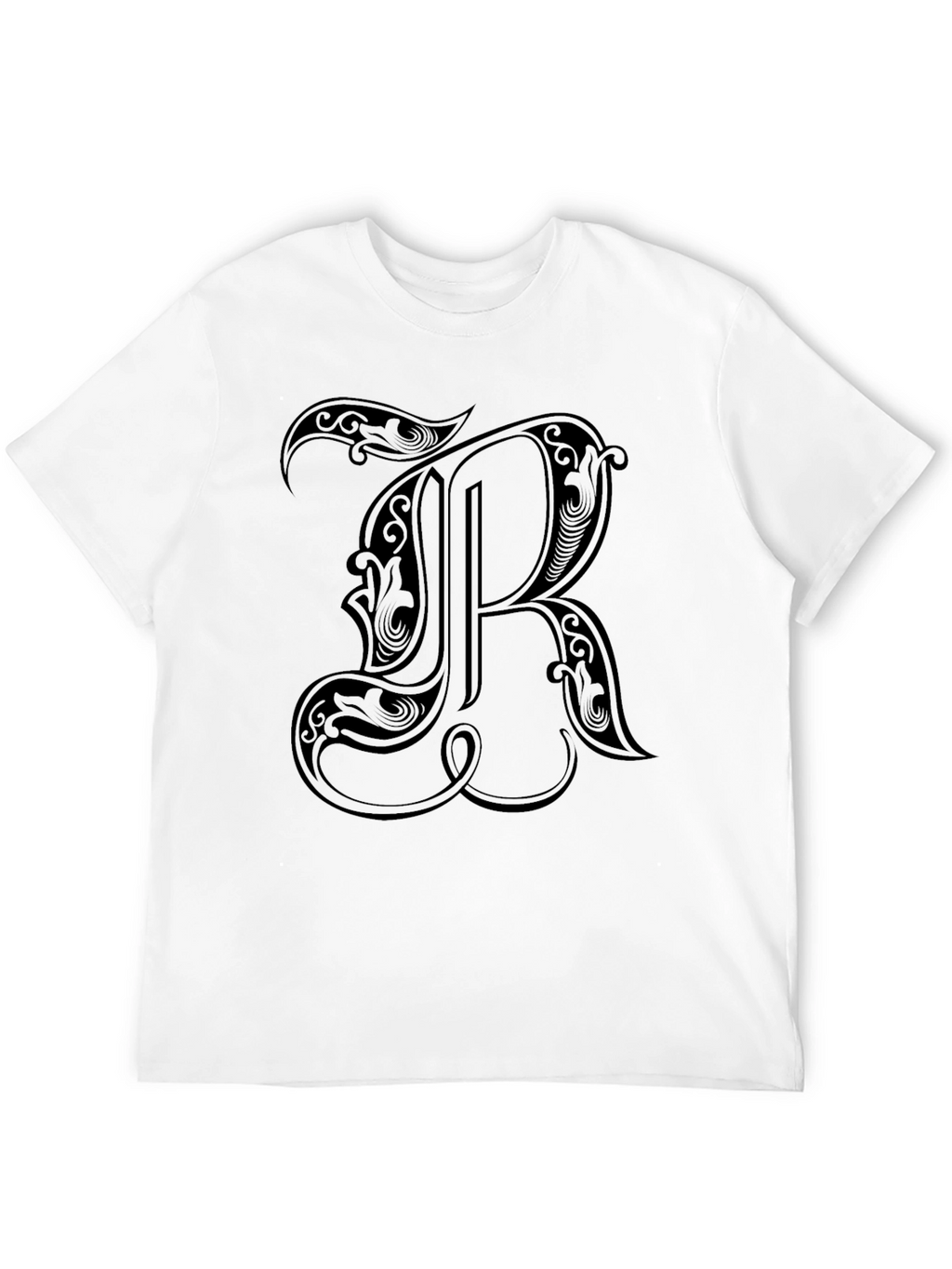 Black T-Shirt with Ornate Letter R
