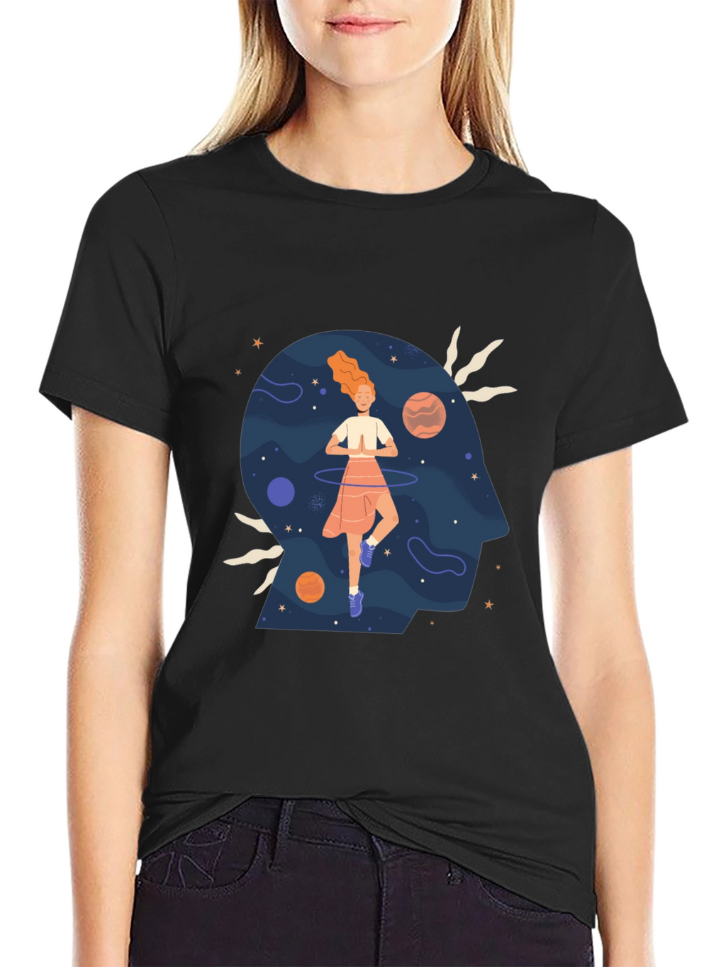 Mindful Universe Graphic Tee - Black Cotton