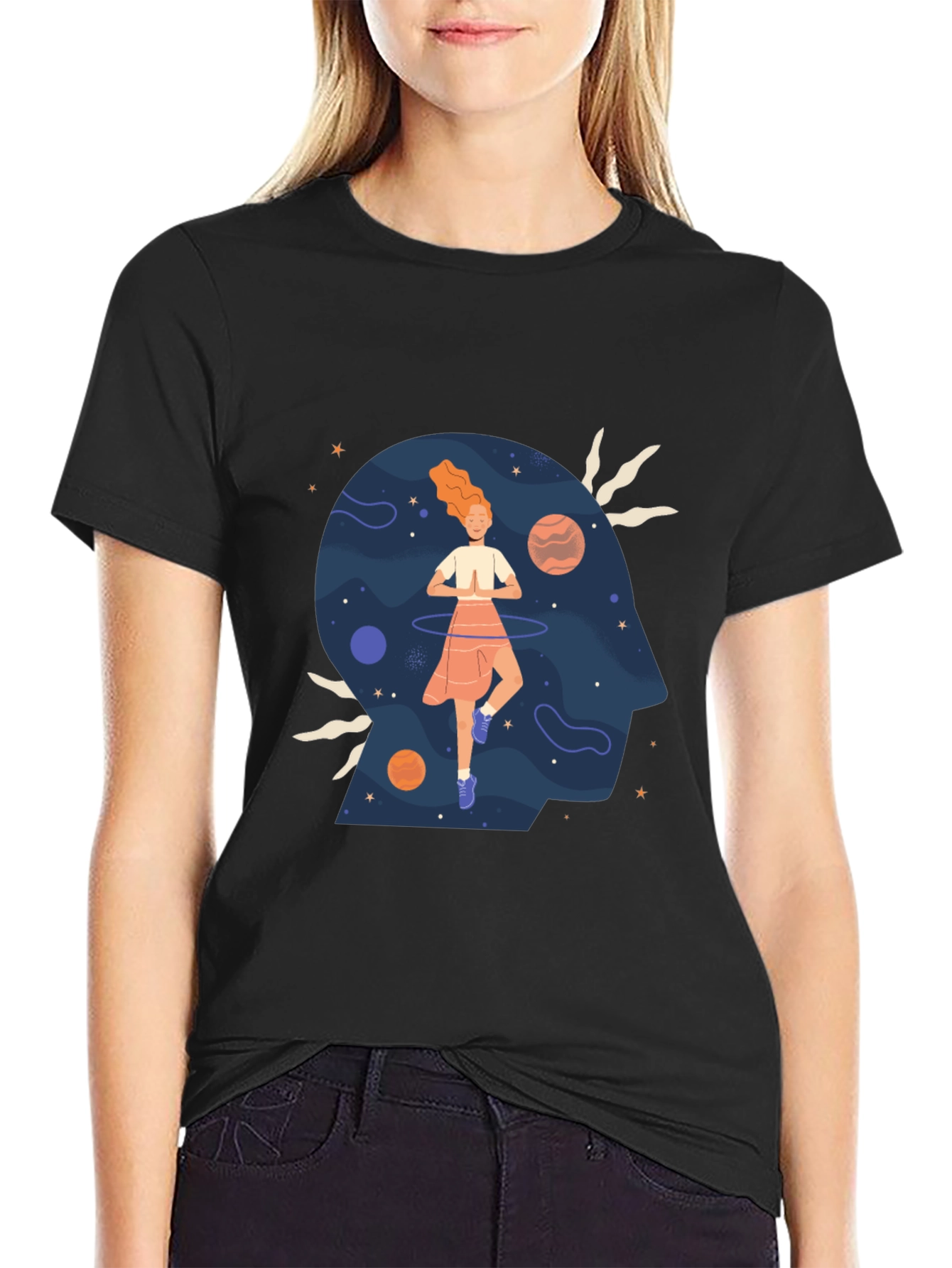 Mindful Universe Graphic Tee - Black Cotton