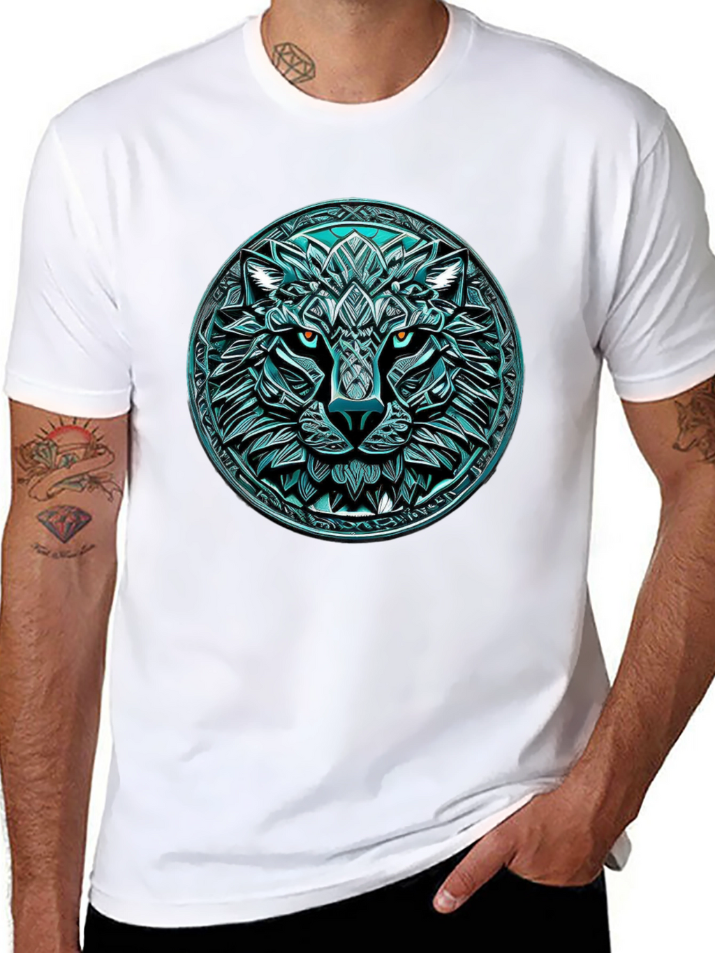 Wolf Graphic Tee - Round Emblem Design