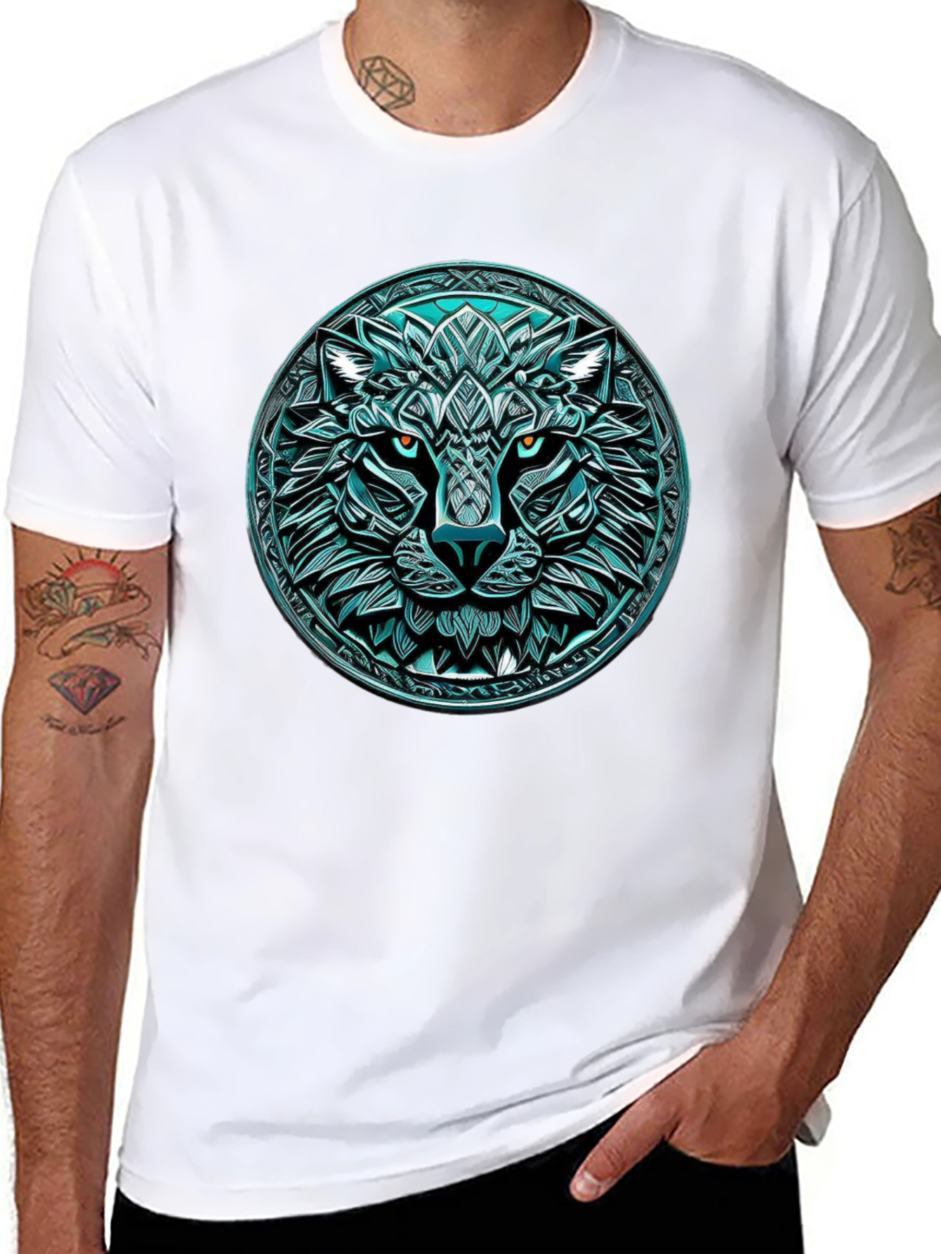 Wolf Graphic Tee - Round Emblem Design