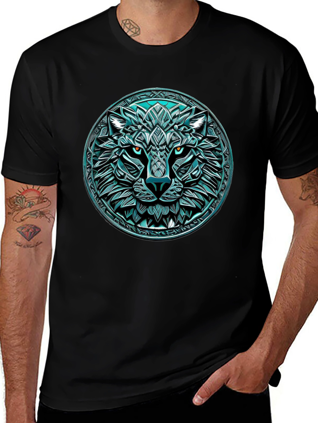 Wolf Graphic Tee - Round Emblem Design