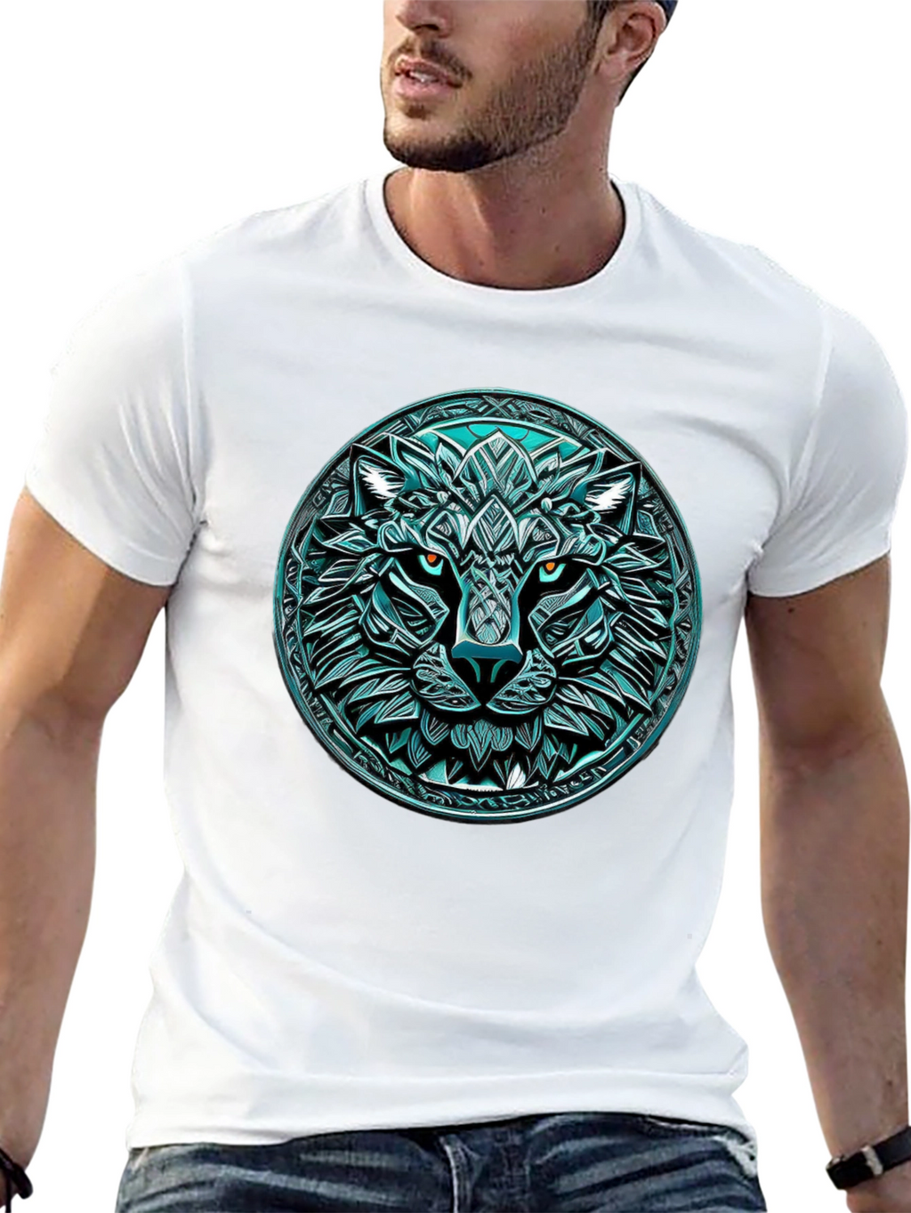 Wolf Graphic Tee - Round Emblem Design