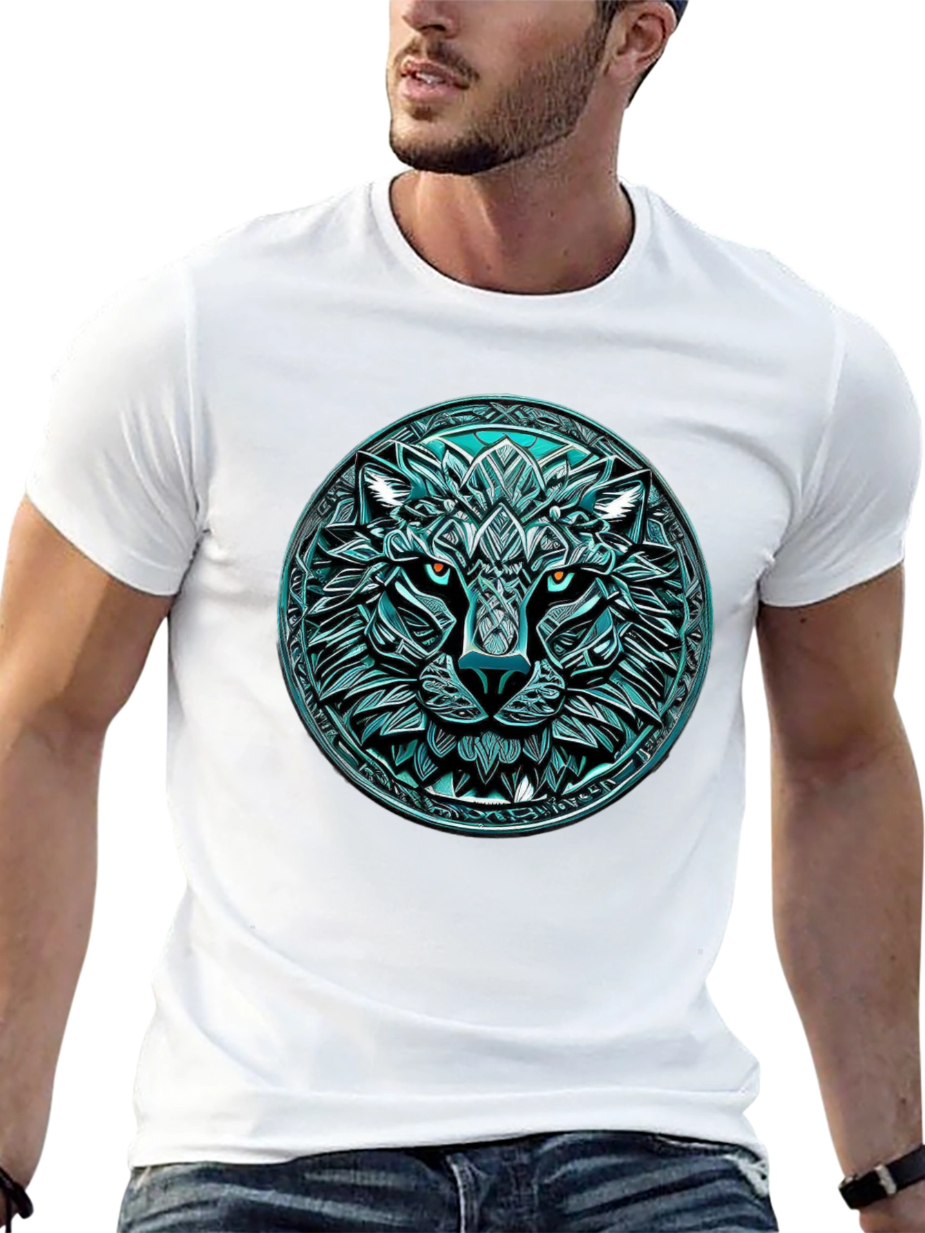 Wolf Graphic Tee - Round Emblem Design
