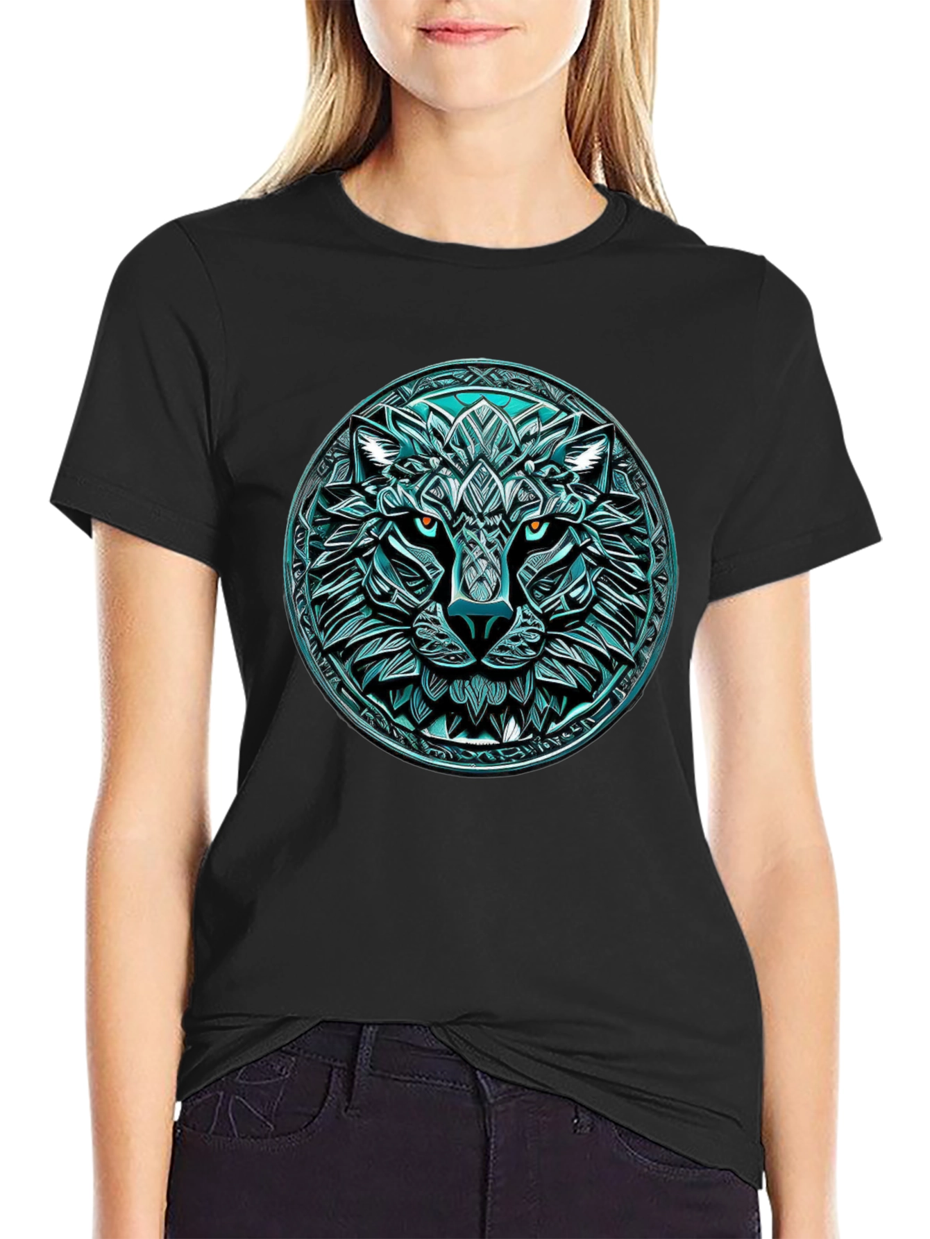 Wolf Graphic Tee - Round Emblem Design