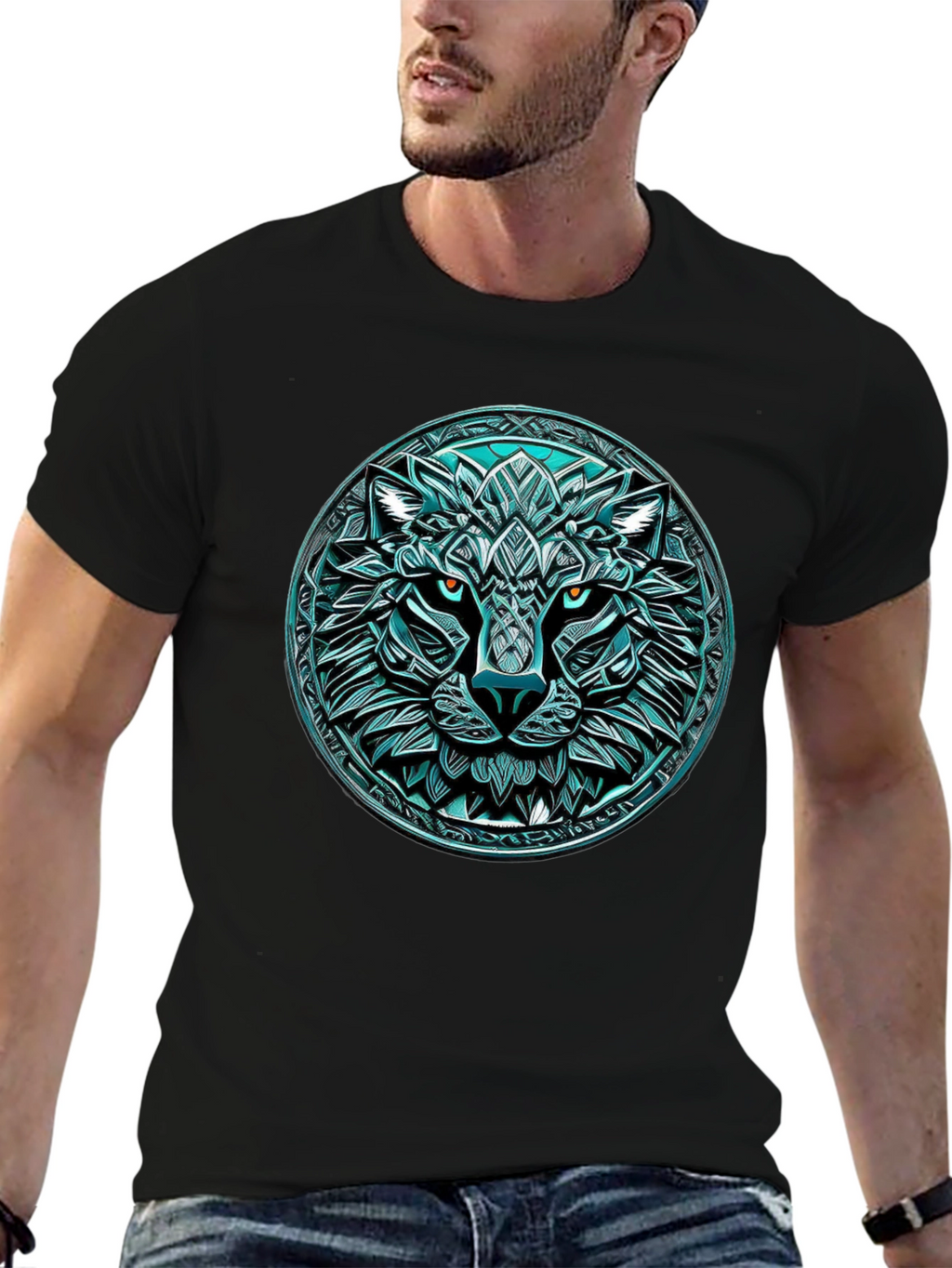 Wolf Graphic Tee - Round Emblem Design