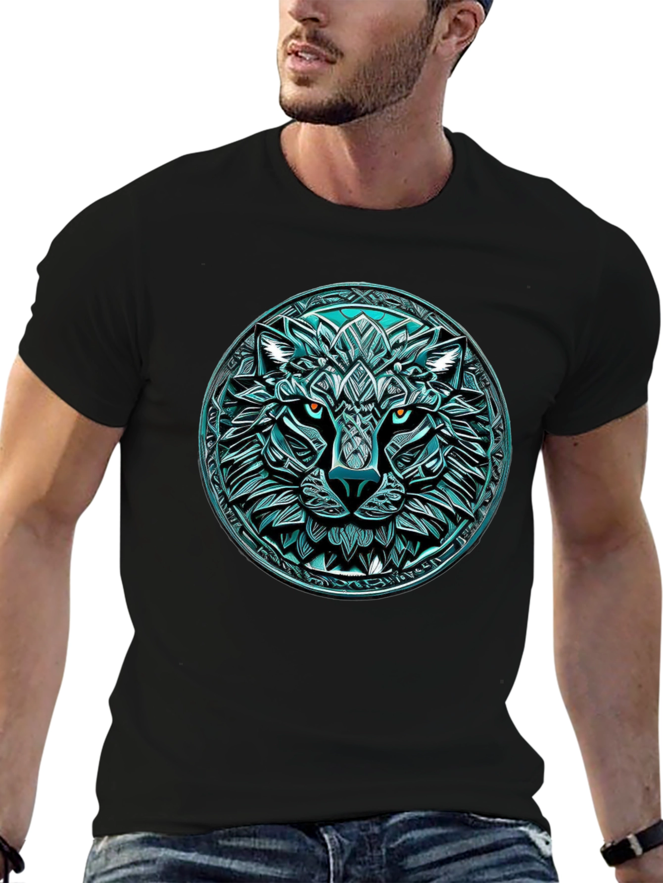 Wolf Graphic Tee - Round Emblem Design