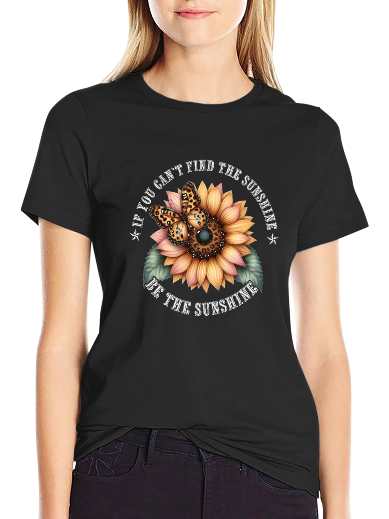 Sunflower Butterfly Graphic Tee - Be the Sunshine T-Shirt