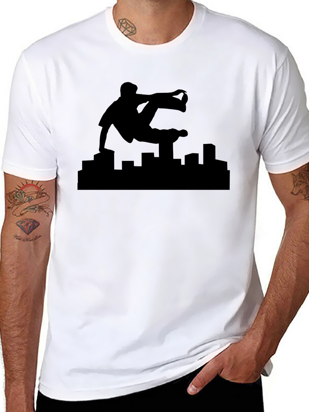 Parkour Silhouette Black Graphic Tee