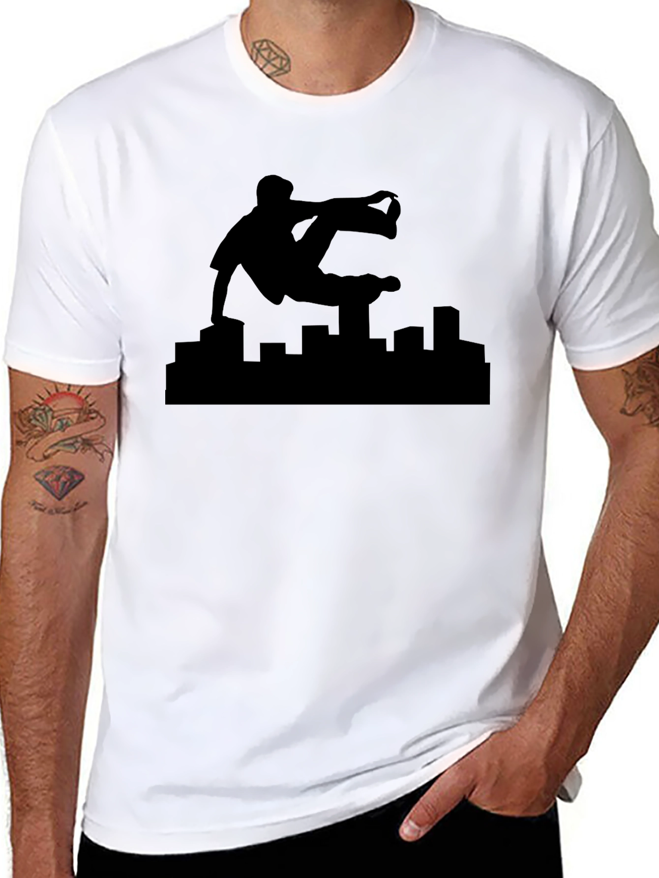 Parkour Silhouette Black Graphic Tee